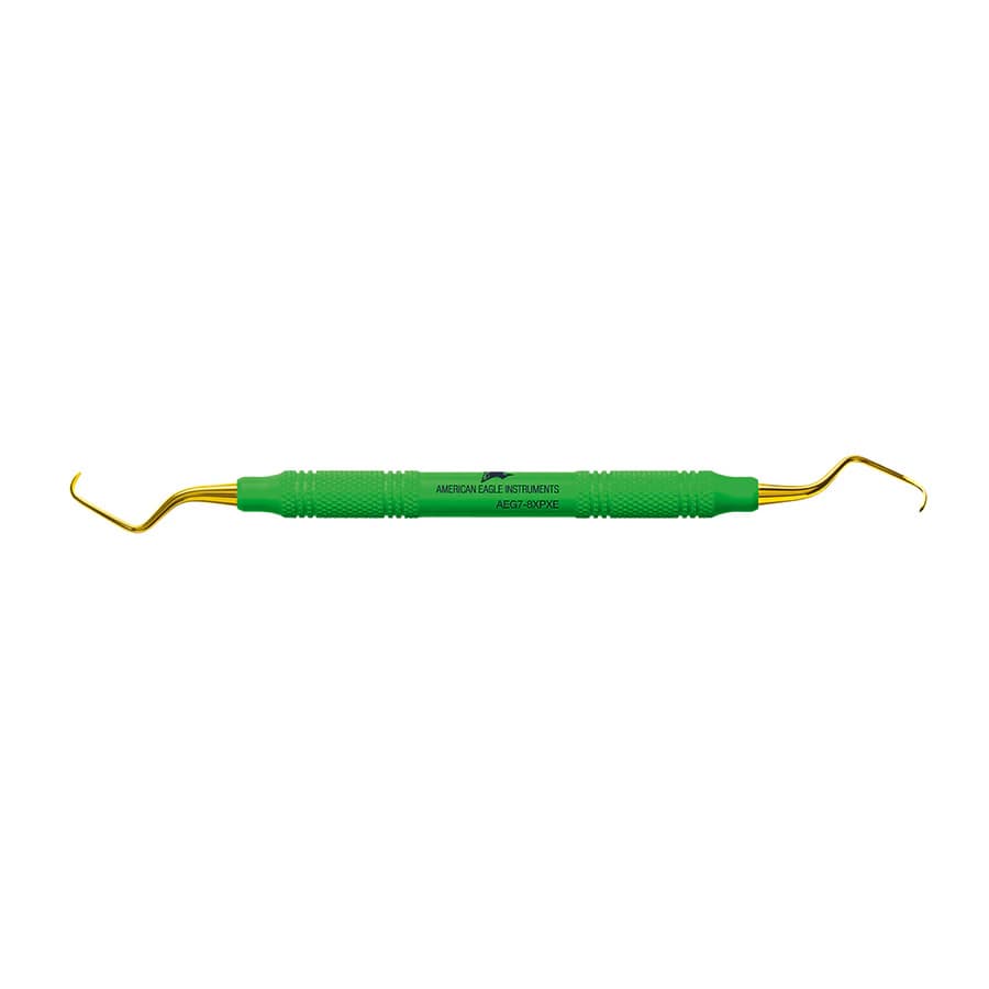 American Eagle XP® SQUARED Technology Gracey Standard 7-8 Curette, Premolars/Molars, Green, Double End, 3/8" Handle, EagleLite Resin, AEG7-8XPXE - XP® SQUARED Technology Gracey Standard 7-8 premolars/molars with plastic handle - Image 1