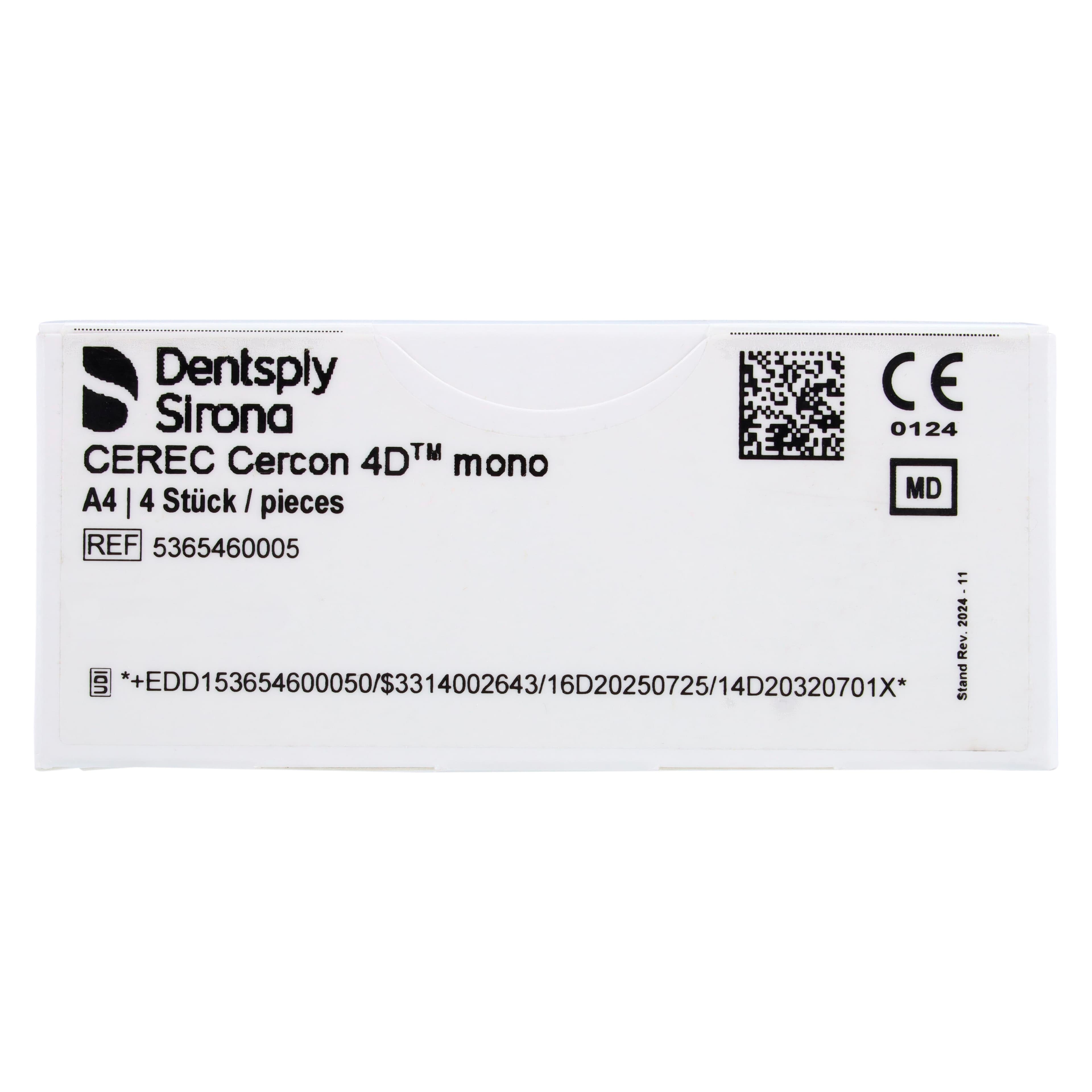 CEREC Cercon 4D Multidimensional Zirconia CAD/CAM Milling Block, Mono, Shade A4, 4/Box thumbnail 3