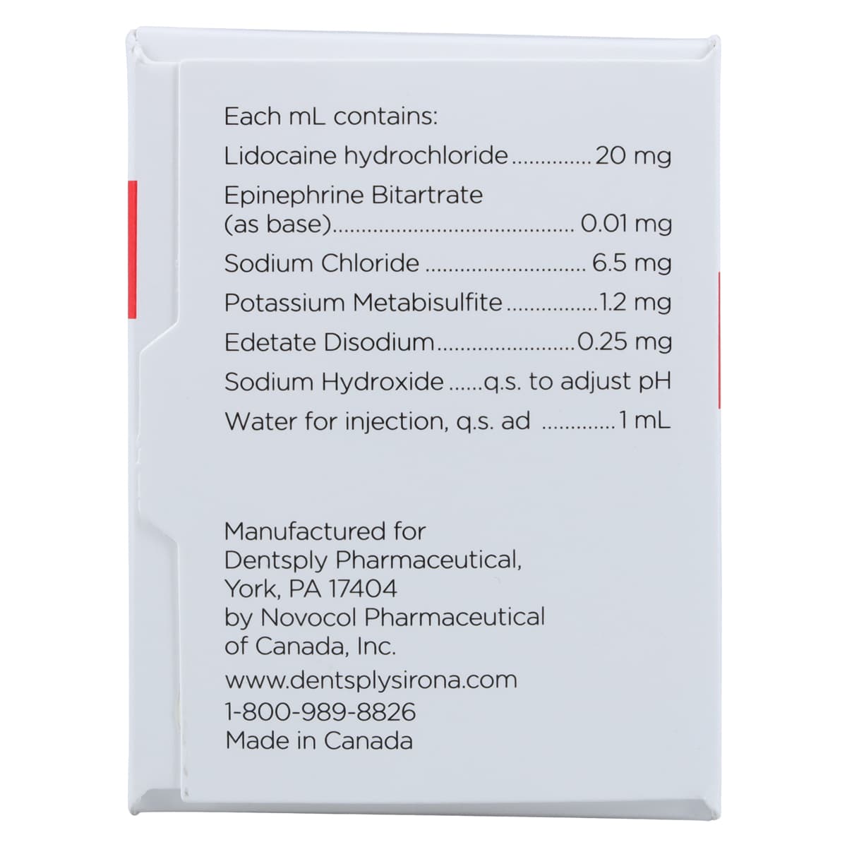 Xylocaine 2% Lidocaine HCl with Epinephrine 1:100,000, Red, 1.7 mL Cartridges, 50/Box, 20016 thumbnail 5