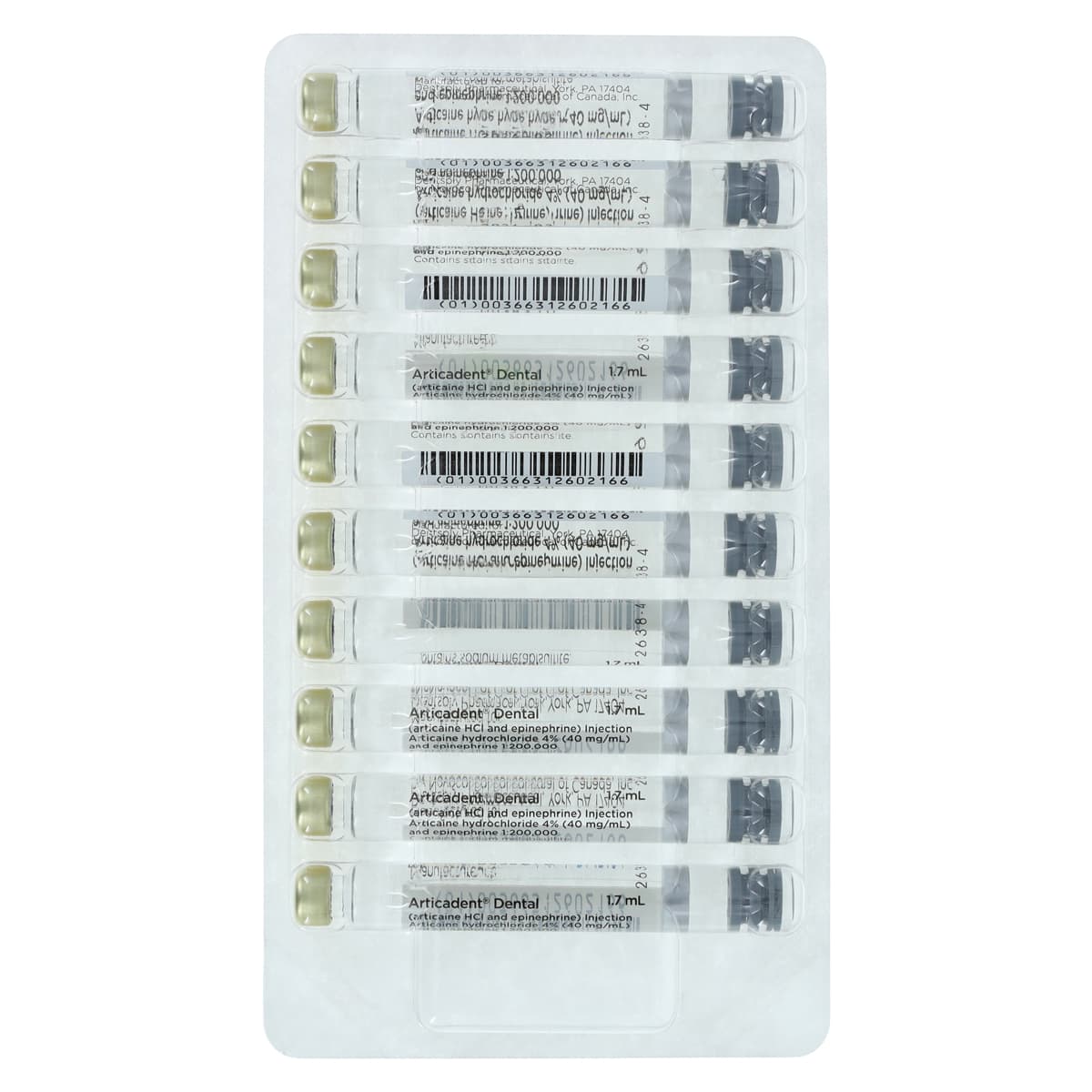 Articadent DENTAL 4% Articaine HCl with Epinephrine 1:200,000 Injection Cartridges, 1.7 mL, 50/Box, 52216 thumbnail 3