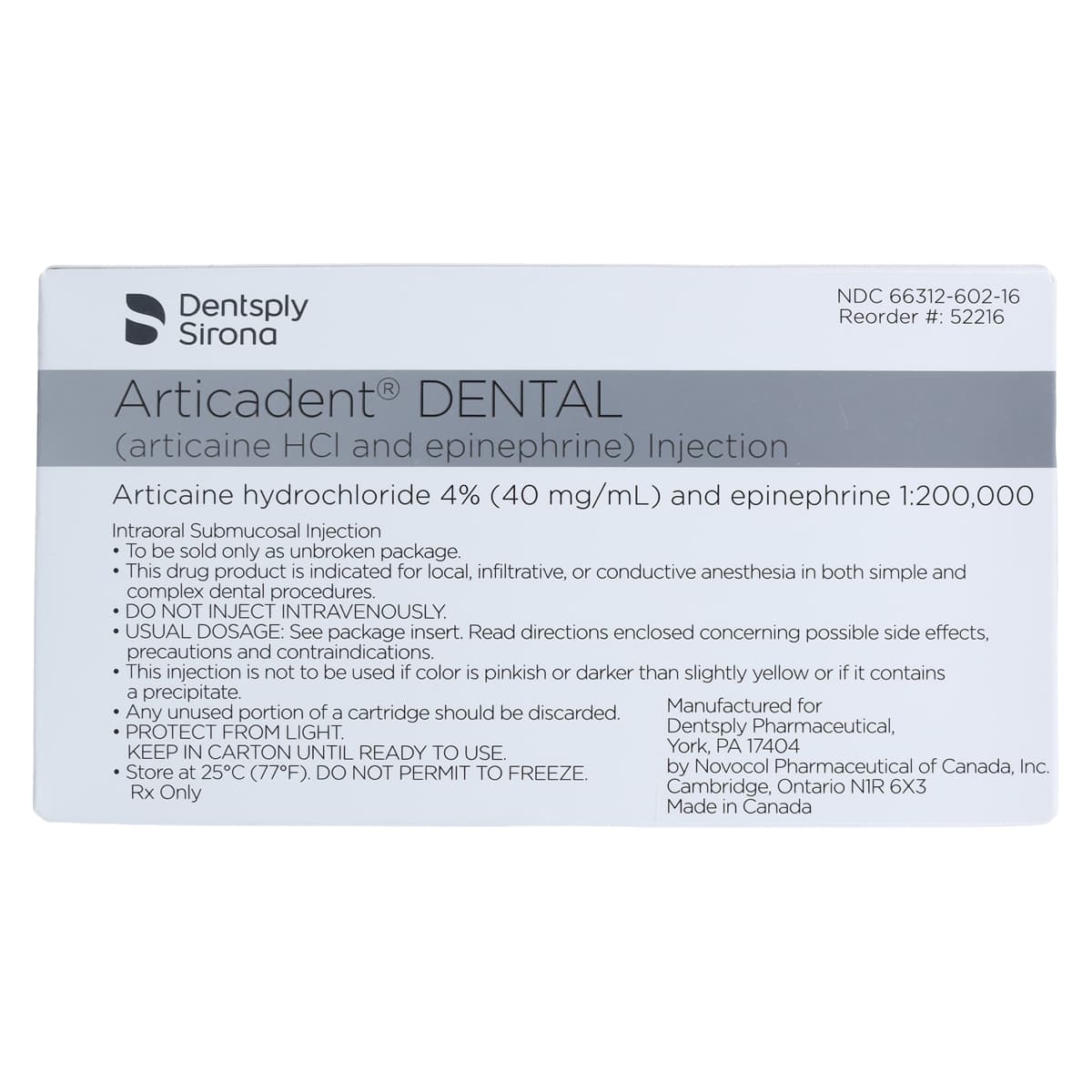 Articadent DENTAL 4% Articaine HCl with Epinephrine 1:200,000 Injection Cartridges, 1.7 mL, 50/Box, 52216 thumbnail 4
