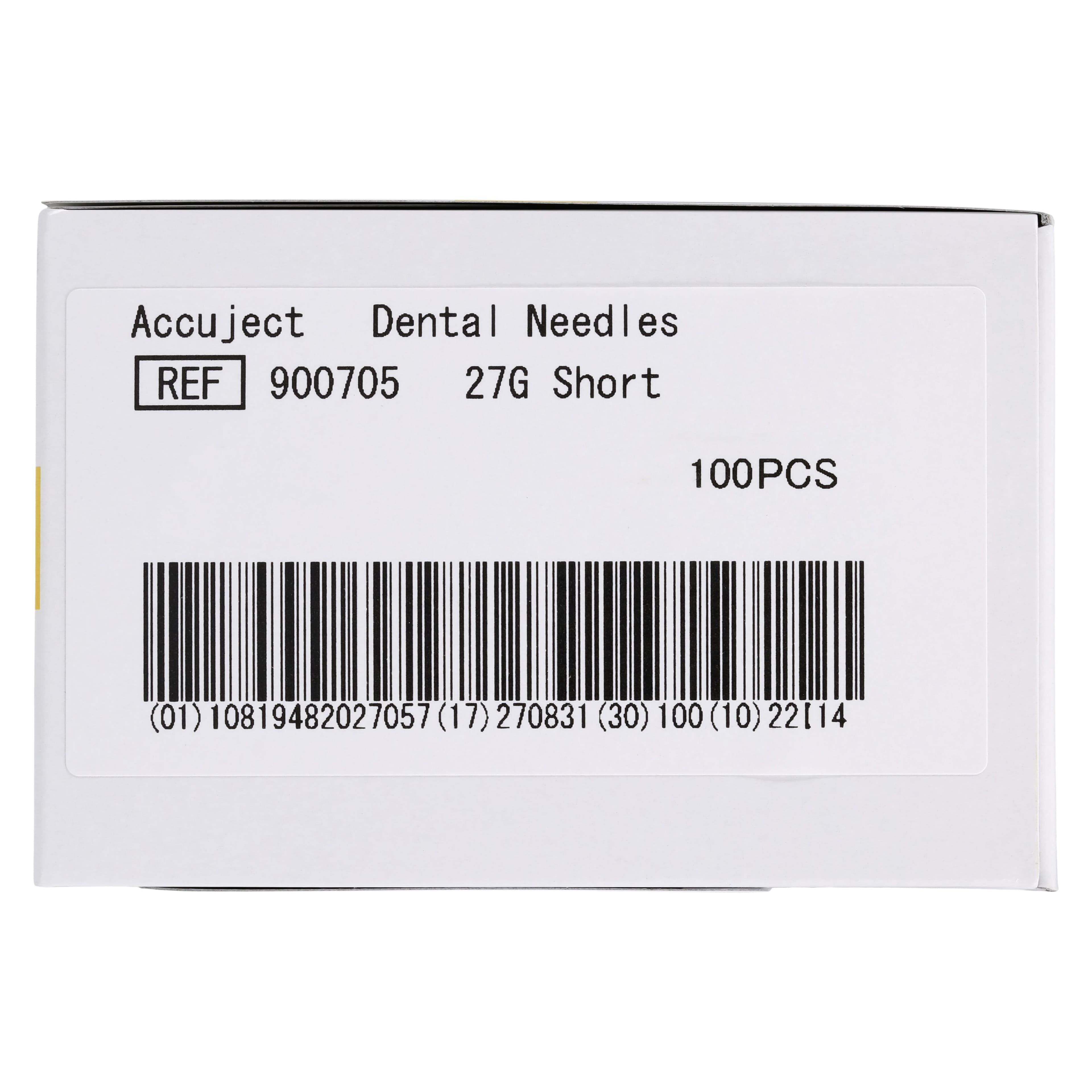 Accuject Disposable Dental Needles, Plastic Hub, 27 Gauge Short (21mm), Yellow, Sterile, 100/Box, 900705 thumbnail 8