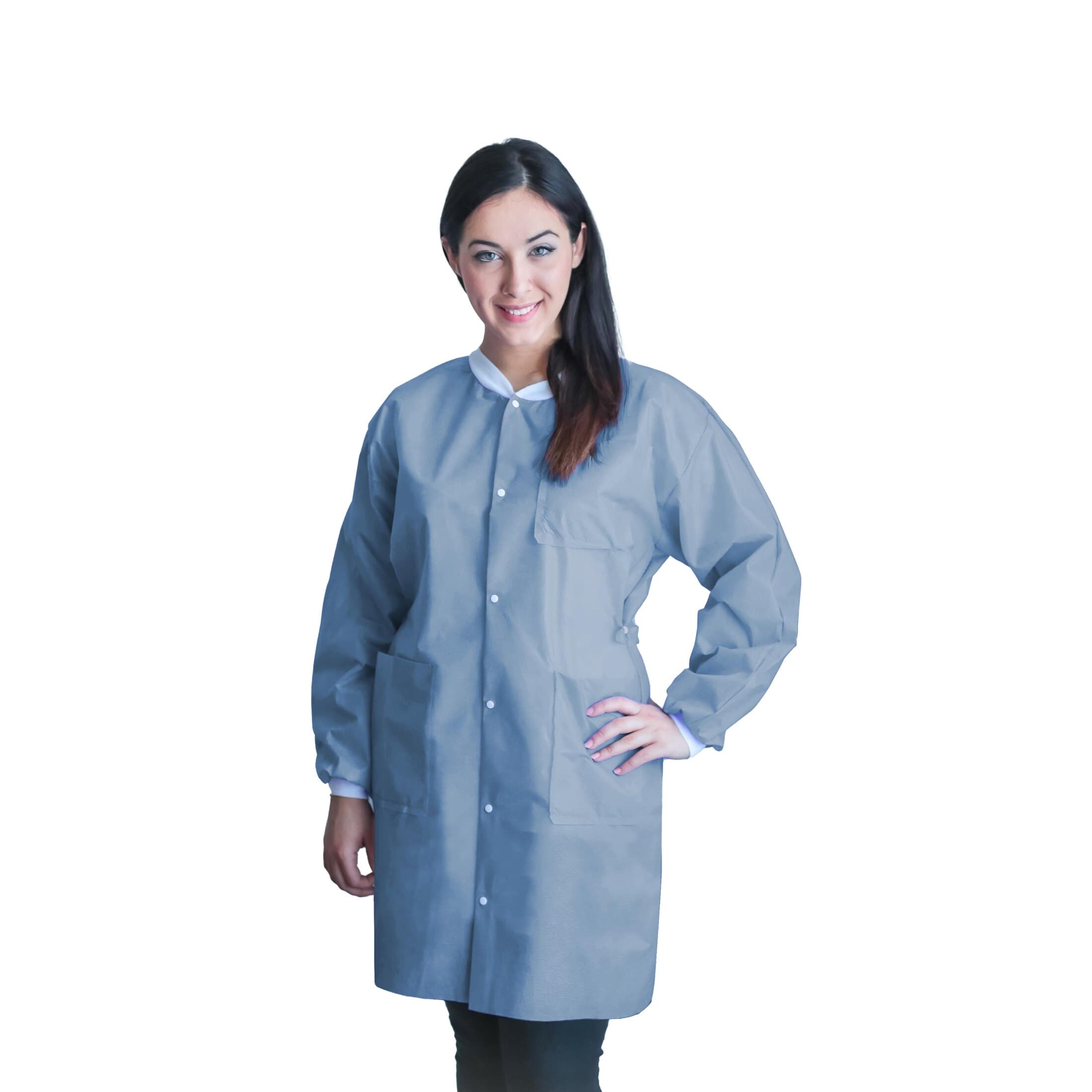 FitMe Lab Coat, Knit Cuff & Collar, Snap Front, 3 Pockets, Ciel Blue, XX-Large, 10/Bag, UGC-6603-XXL - FitMe Lab Coat Ciel Blue - Image 1