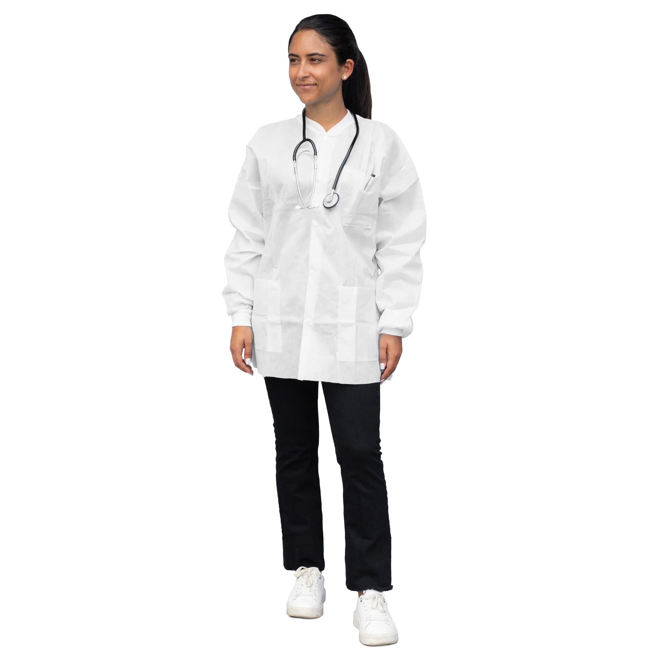 Dukal FitMe Lab Jacket, White, Small, 10/Pack, UGJ-6502-S thumbnail 4