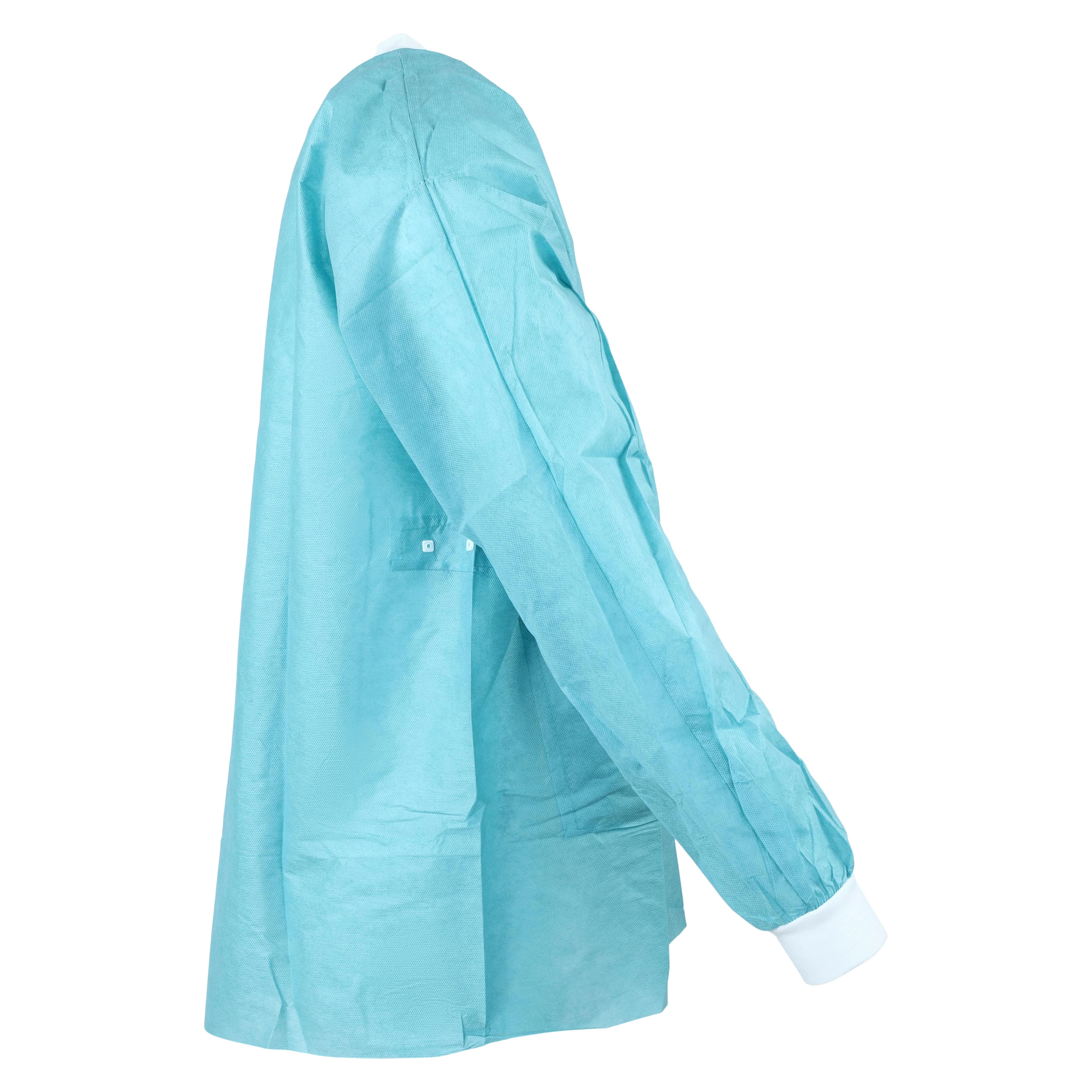 FitMe Lab Jacket, SMS, Knit Cuff & Collar, Snap Front, 3 Pockets, Teal/Green, Large, 10/Bag, UGJ-6505-L thumbnail 4