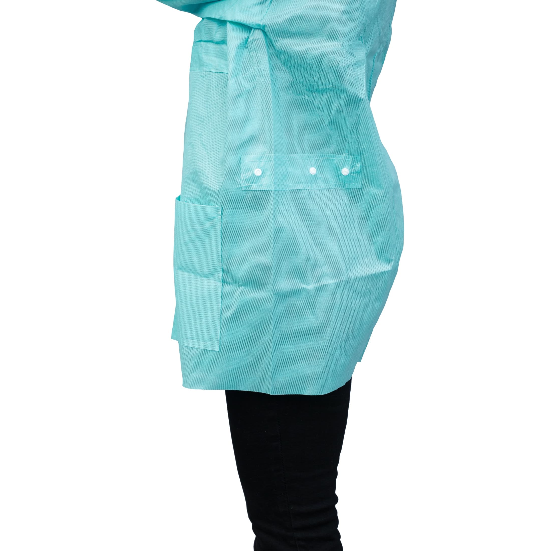 FitMe Disposable Lab Jacket, Medium, Teal/Green, 10/Pack, UGJ-6505-M thumbnail 3