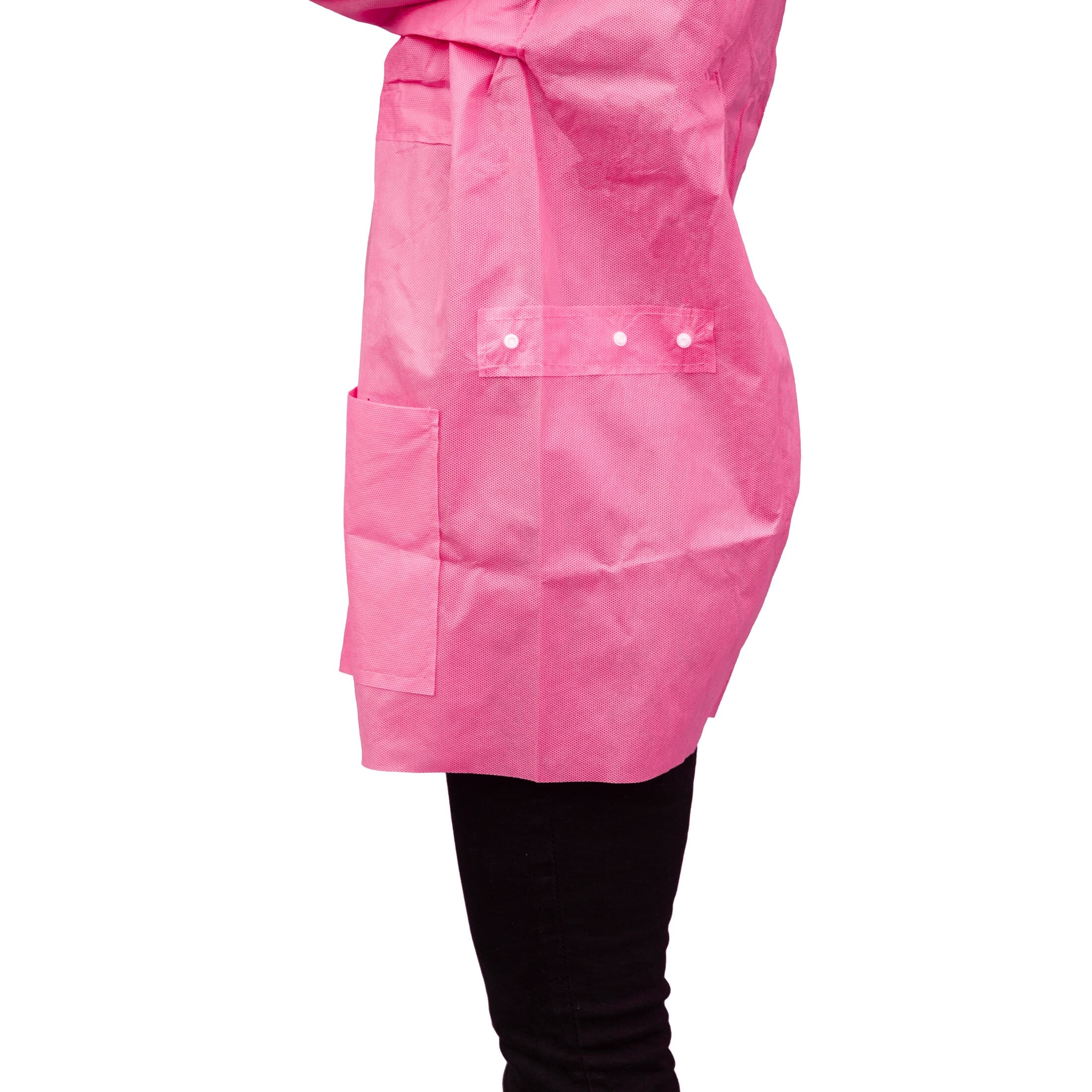 Dukal FitMe Disposable Lab Jacket, Raspberry Pink, Medium, 10/Pack, UGJ-6509-M thumbnail 4