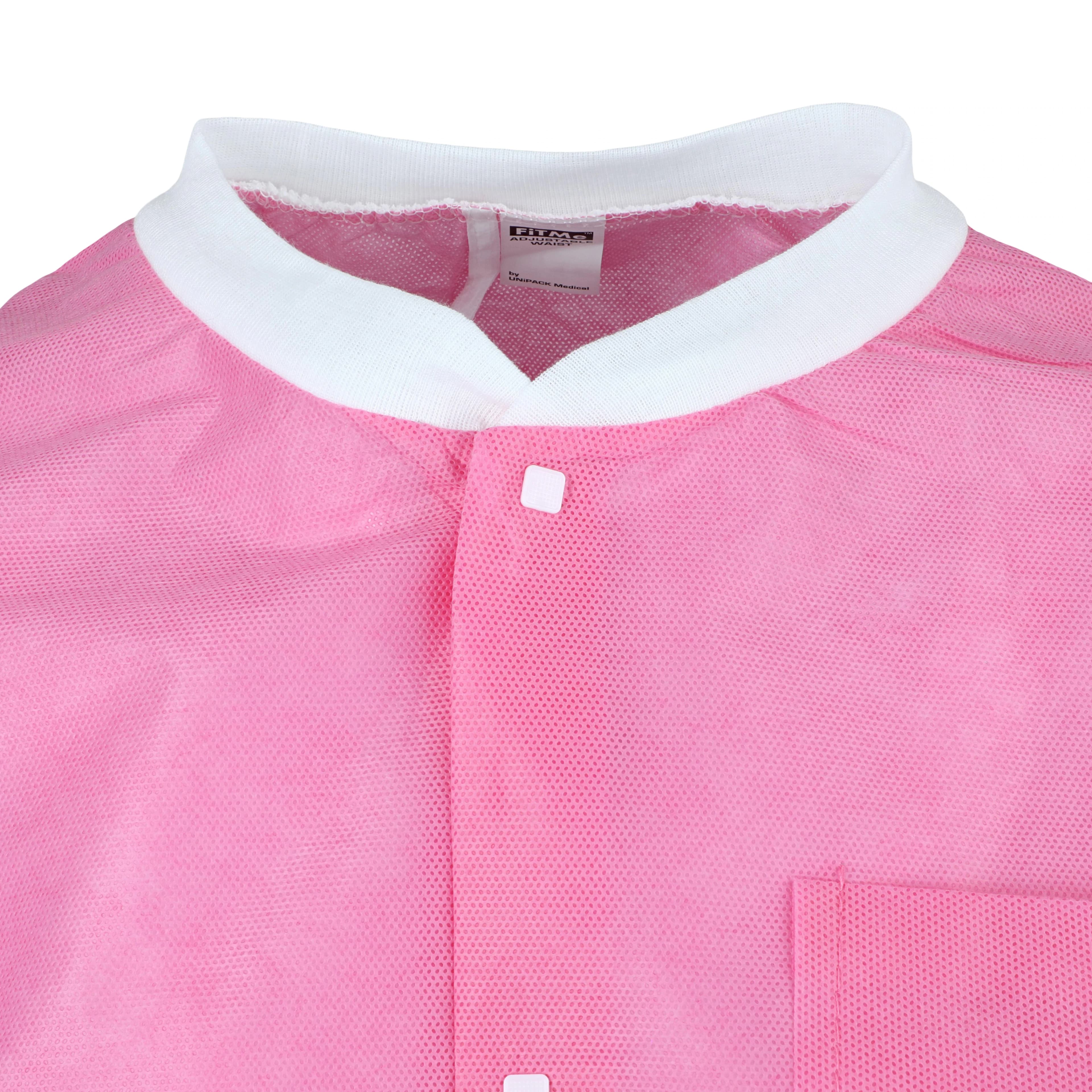 Dukal FitMe Disposable Lab Jacket, Raspberry Pink, Medium, 10/Pack, UGJ-6509-M thumbnail 8