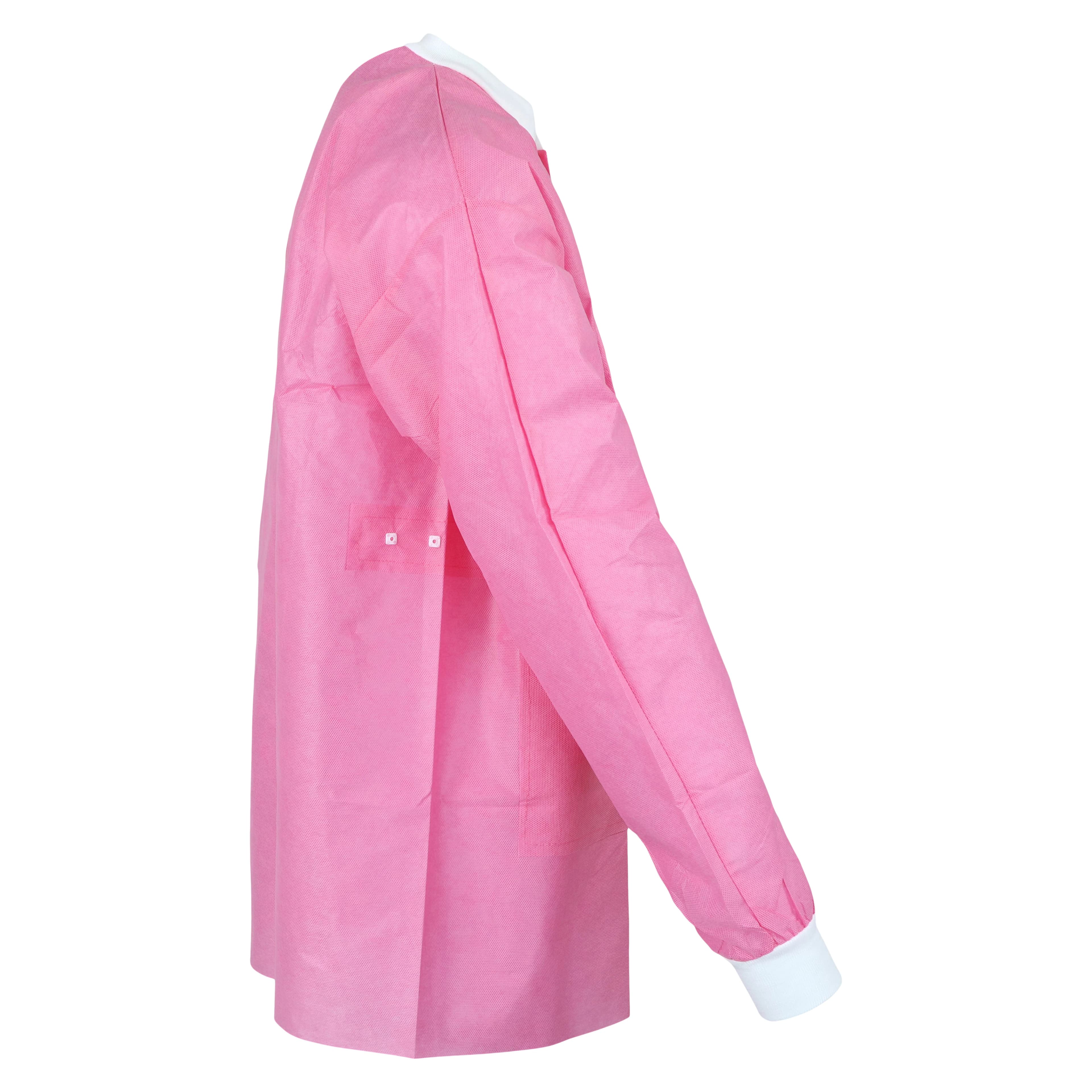 Dukal FitMe Disposable Lab Jacket, Raspberry Pink, Medium, 10/Pack, UGJ-6509-M thumbnail 3