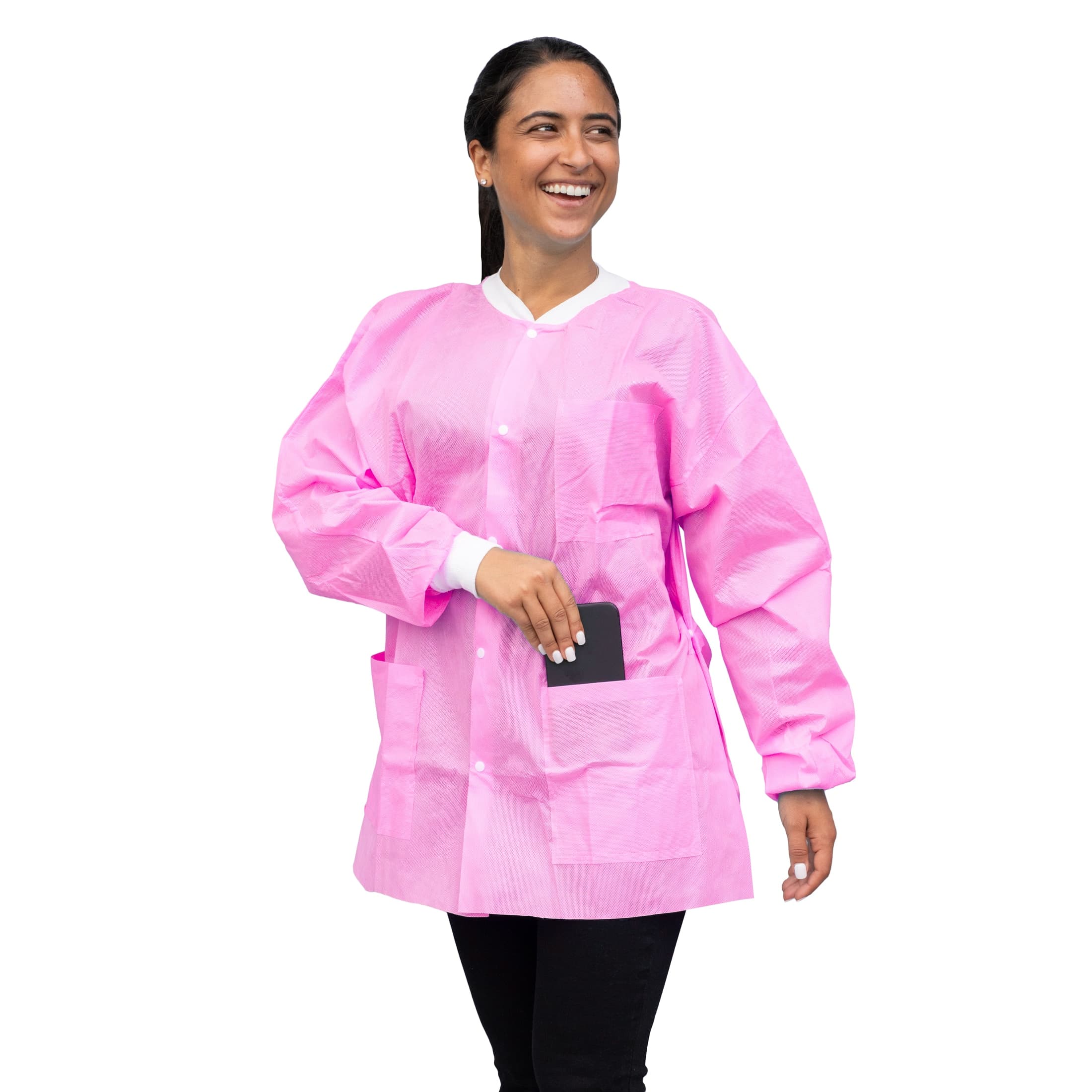 FitMe Lab Jacket, Bubblegum Pink, Small, 10/Bag - FitMe Lab Jacket Bubblegum Pnk - Image 1