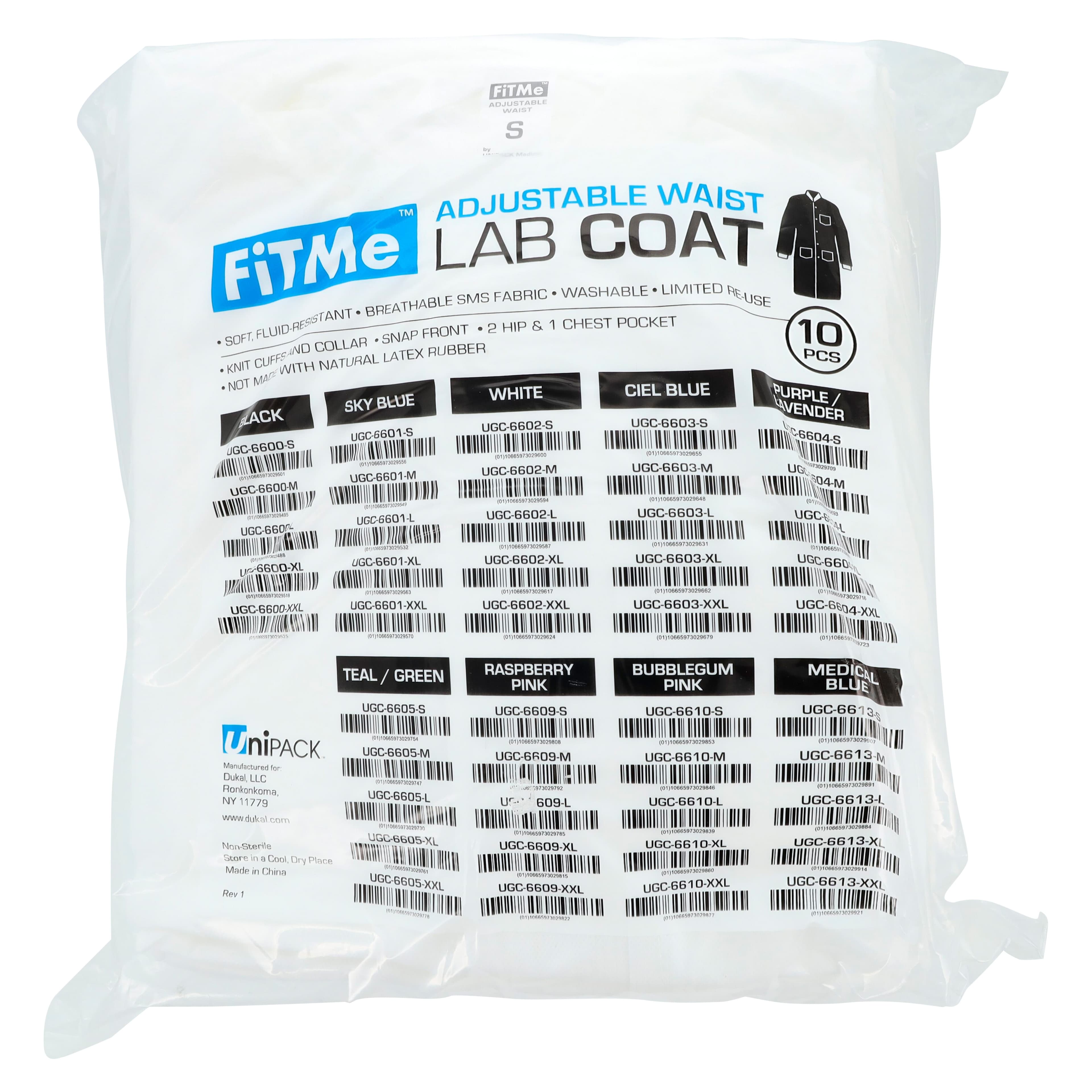 FitMe Lab Coat, White, Small, Knit Cuff, Knit Collar, 3 Pockets, Snap Front, 10/Bag, UGC-6602-S thumbnail 8
