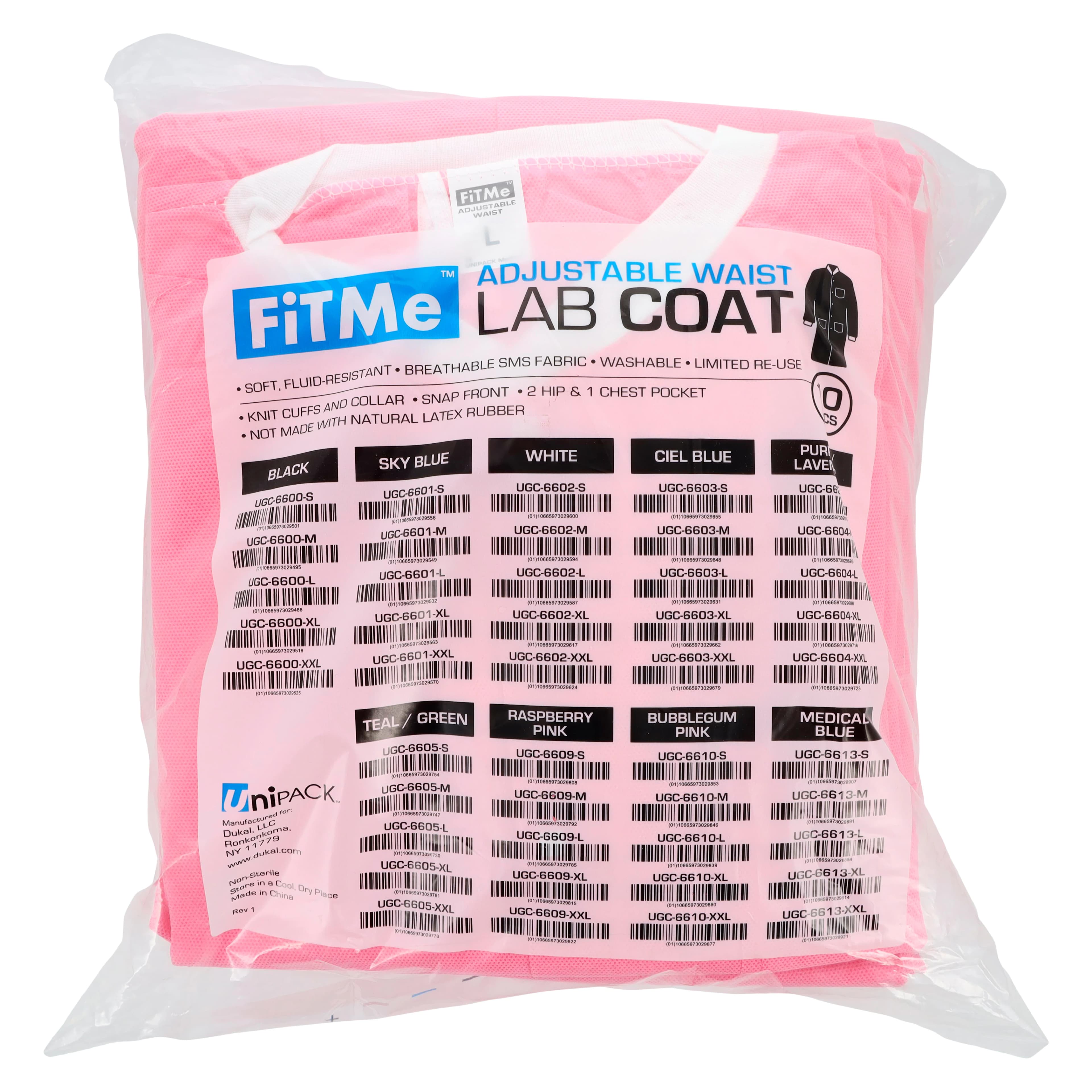 FiTMe Lab Coat, Raspberry Pink, Large, 10/Bag, UGC-6609-L thumbnail 8