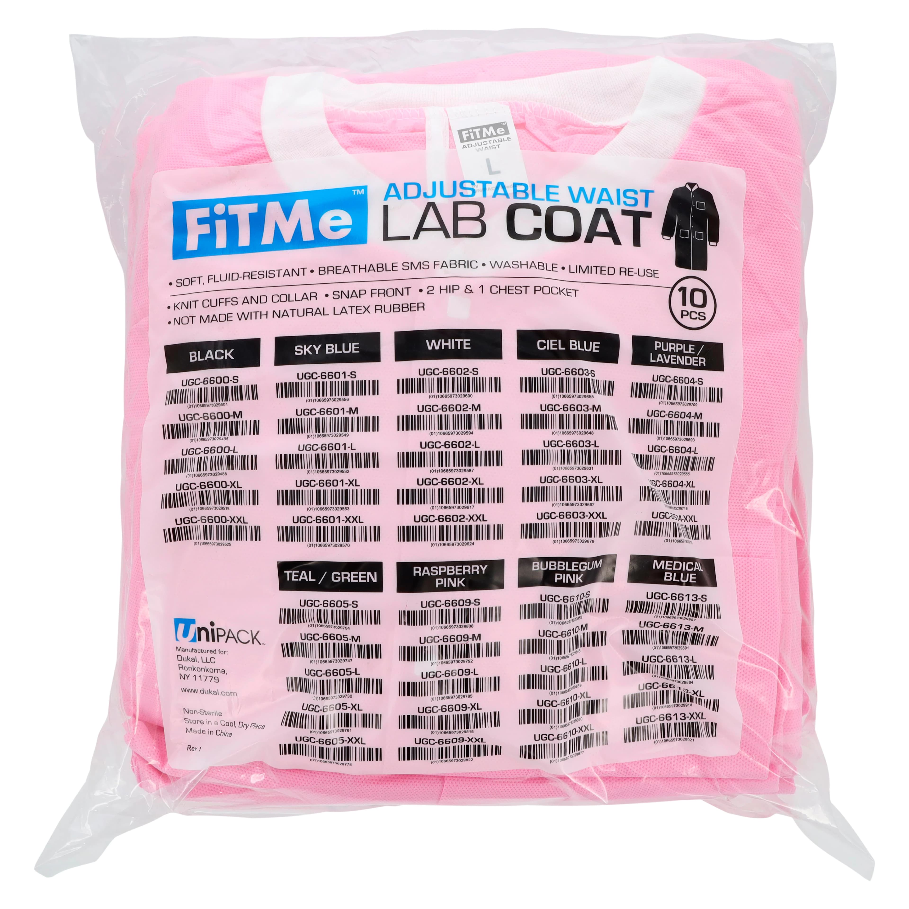 FiTMe Disposable Lab Coat, Large, Bubblegum Pink, 10/Pkg thumbnail 8