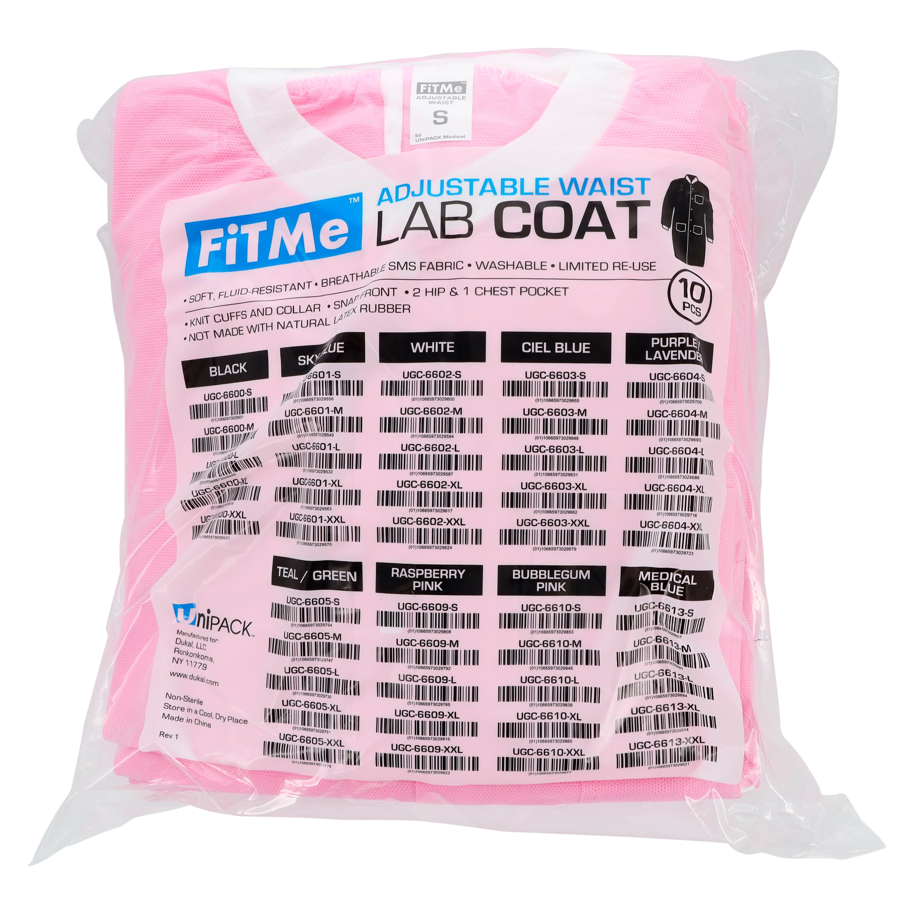 FitMe Disposable Lab Coat, Bubblegum Pink, Small, 10/Pack thumbnail 8