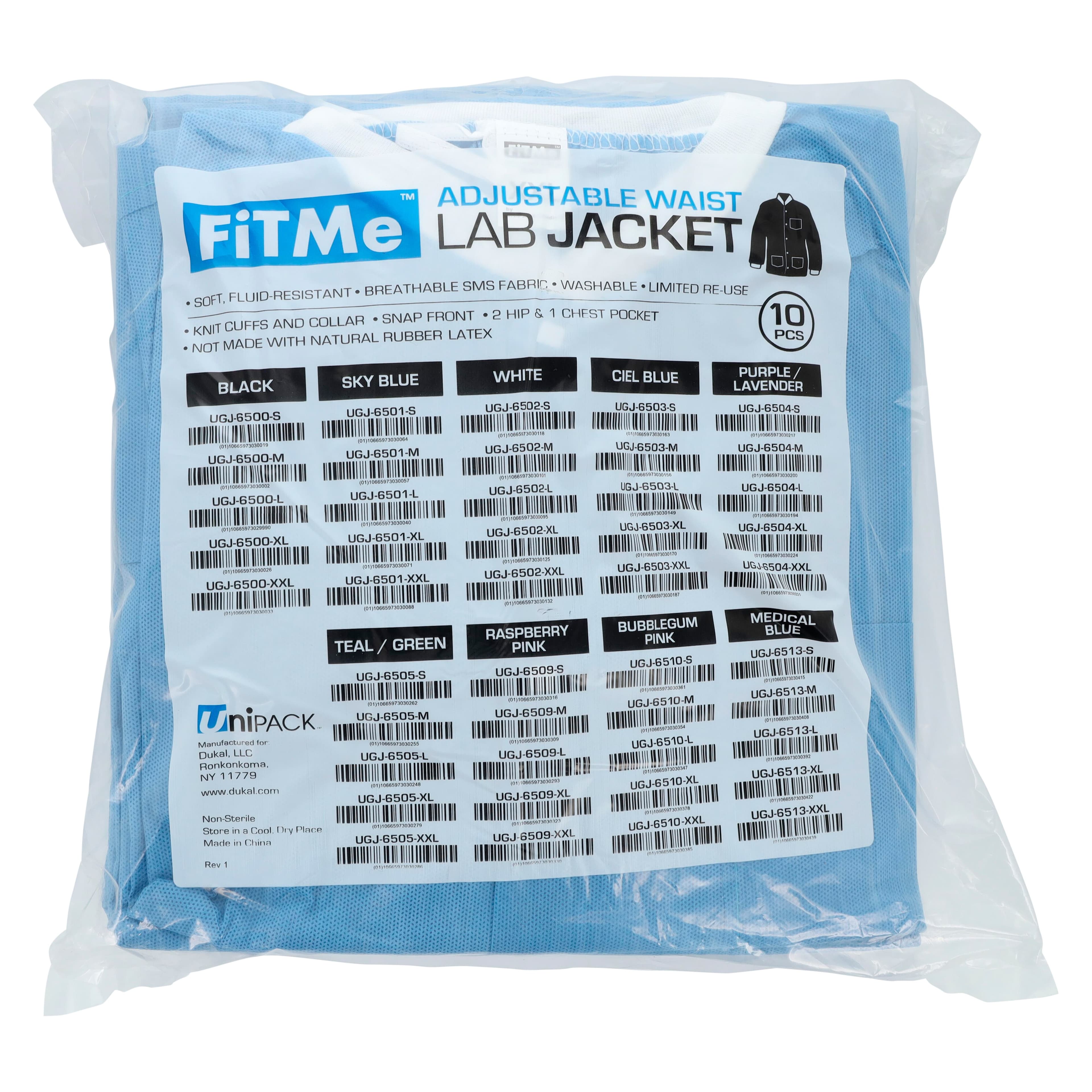 Dukal FitMe Disposable Lab Jacket, Ceil Blue, XX-Large, 10/Pack, UGJ-6503-XXL thumbnail 9