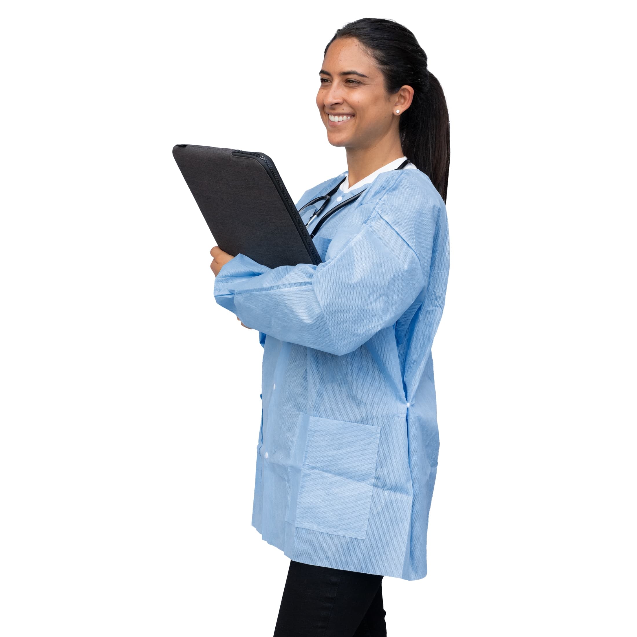 Dukal FitMe Disposable Lab Jacket, Ceil Blue, XX-Large, 10/Pack, UGJ-6503-XXL thumbnail 2
