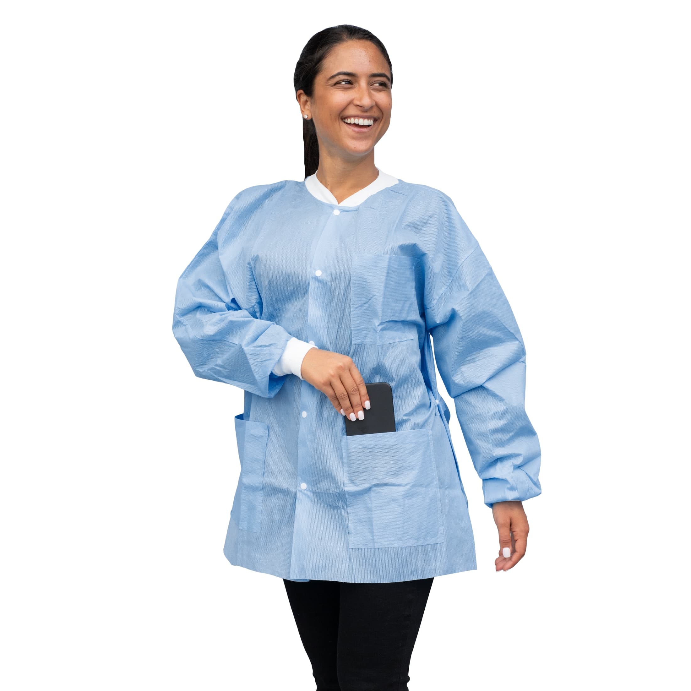 Dukal FitMe Disposable Lab Jacket, Ceil Blue, XX-Large, 10/Pack, UGJ-6503-XXL thumbnail 5