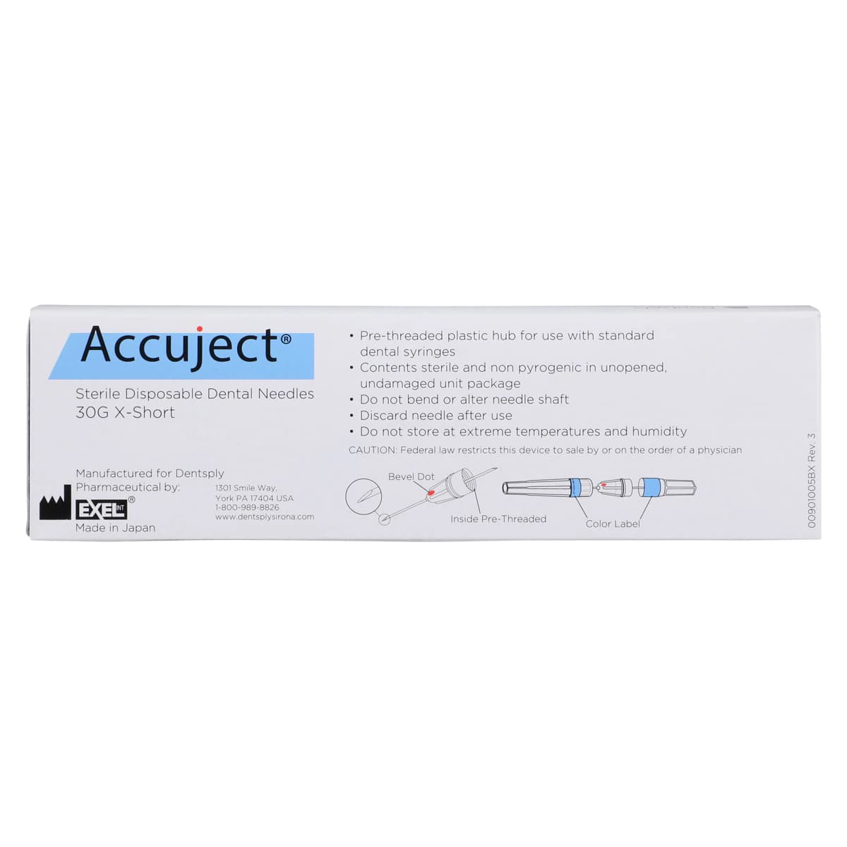 Accuject Disposable Dental Needles, Plastic Hub, 30 Gauge, Extra Short (12mm), Blue, 100/Box, 901005 thumbnail 6