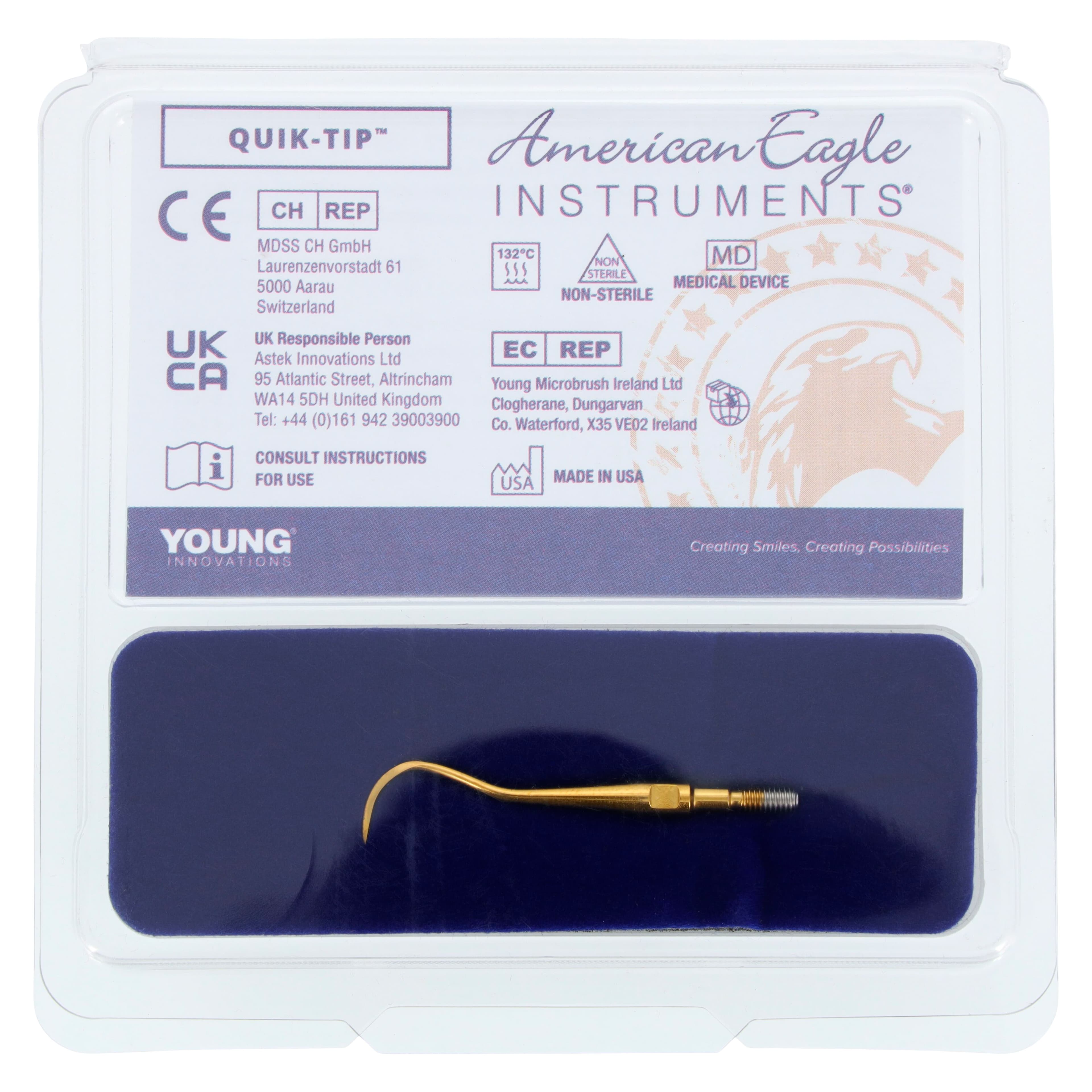 American Eagle XP SQUARED Technology Quik-Tip Scaler Tip, #H7 Sickle Anterior, Cone Socket, Titanium-Coated, 1/Pkg, AESH7XPQT thumbnail 4