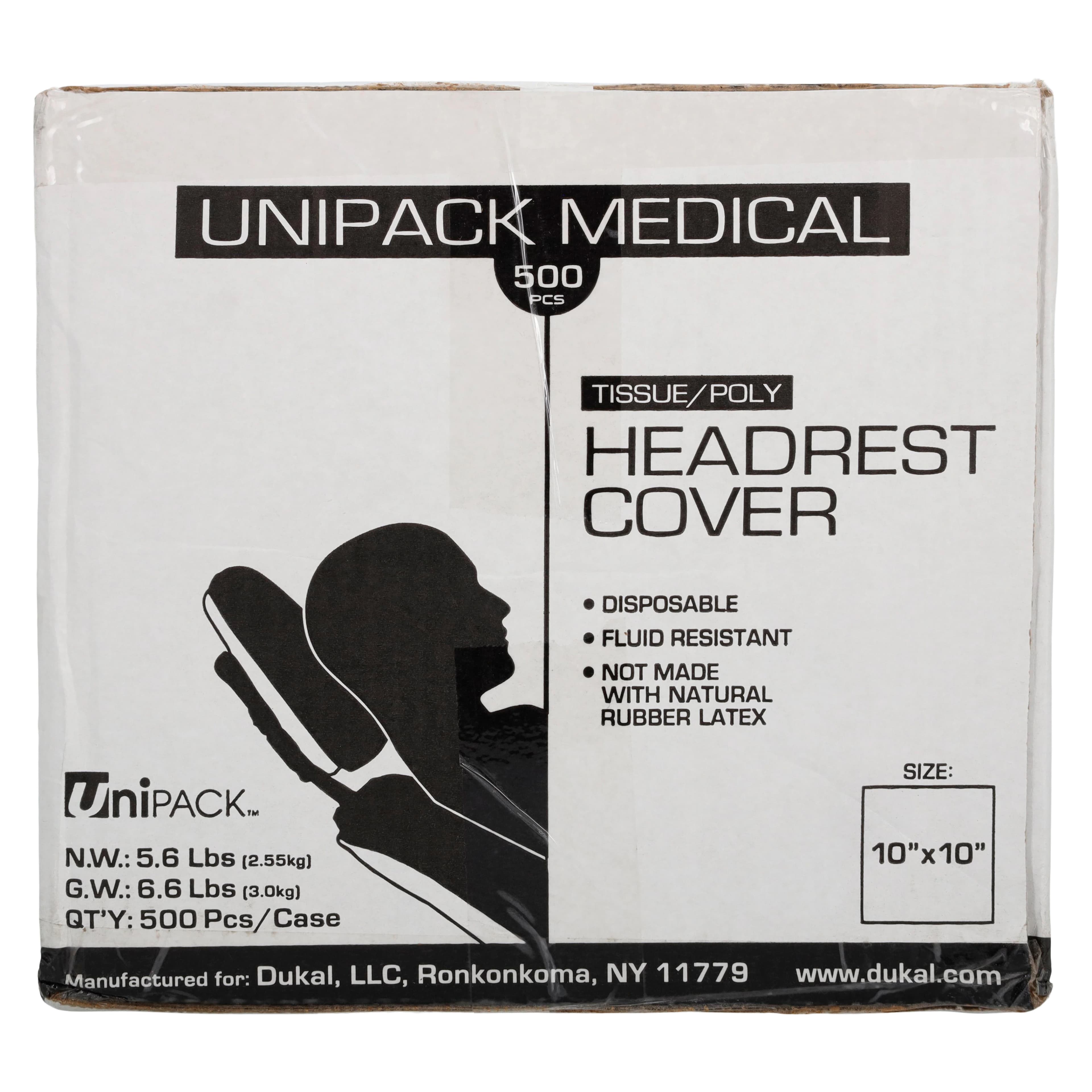 UNiPACK Disposable Headrest Covers, Paper/Poly, White, 10 in x 10 in, Non-Sterile, 500/Cs thumbnail 3
