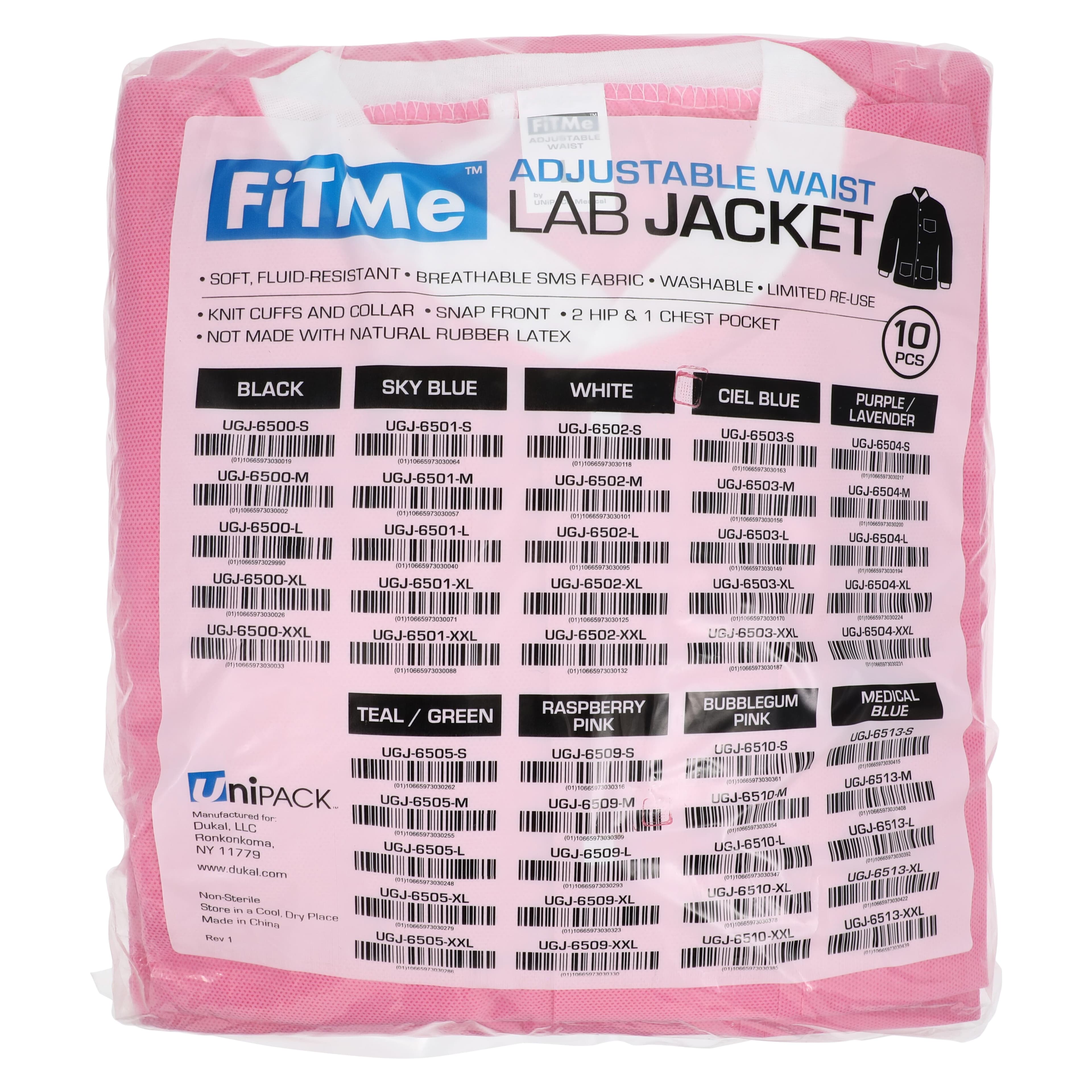 FitMe Disposable Lab Jacket, Large, Raspberry Pink, 10/Bag, UGJ-6509-L thumbnail 10