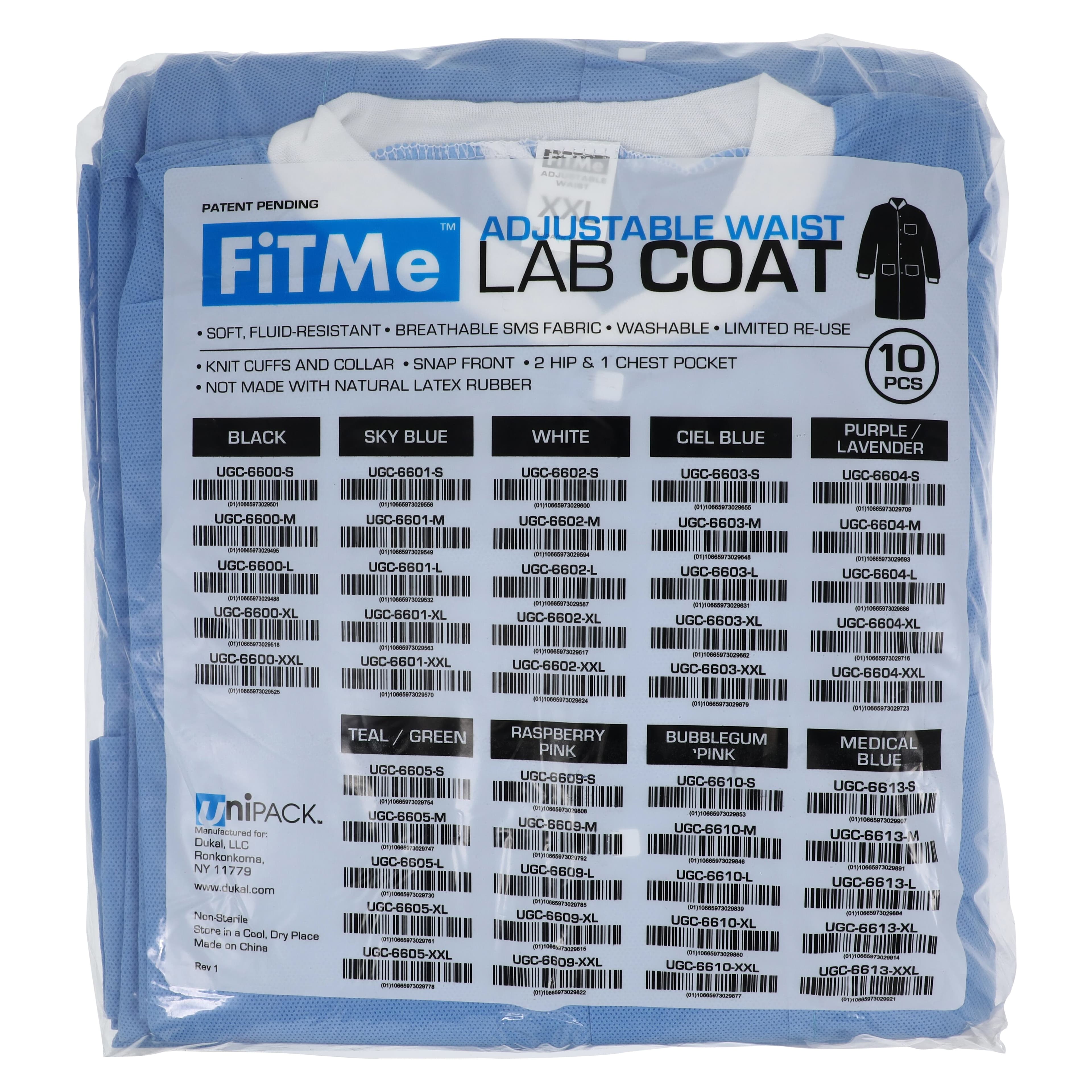 FitMe Lab Coat, XX-Large, Medical Blue, 10/Bag, UGC-6613-XXL thumbnail 8