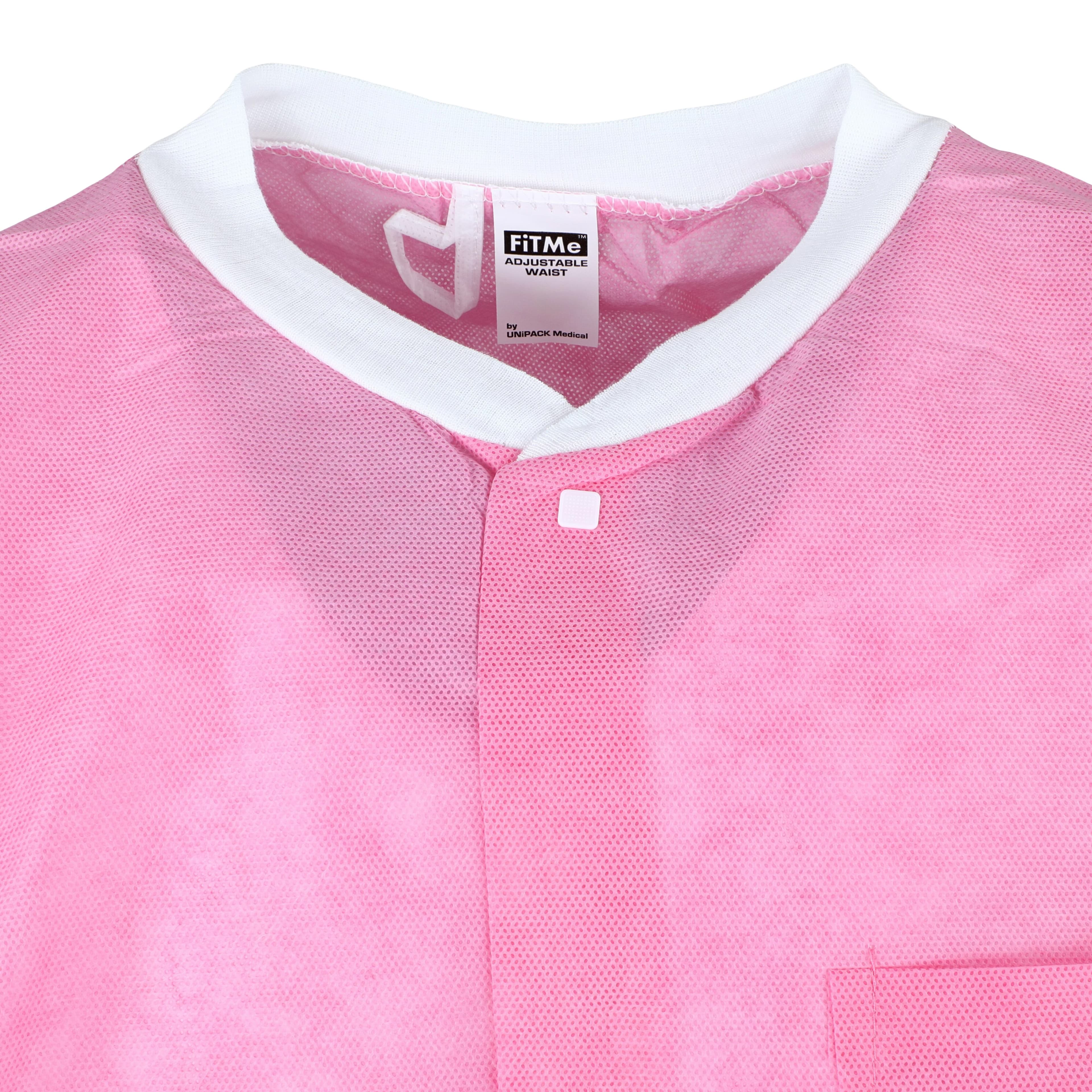 FitMe Lab Coat, Raspberry Pink, XX-Large, Knit Cuff, Snap Front, 10/Bag, UGC-6609-XXL thumbnail 6
