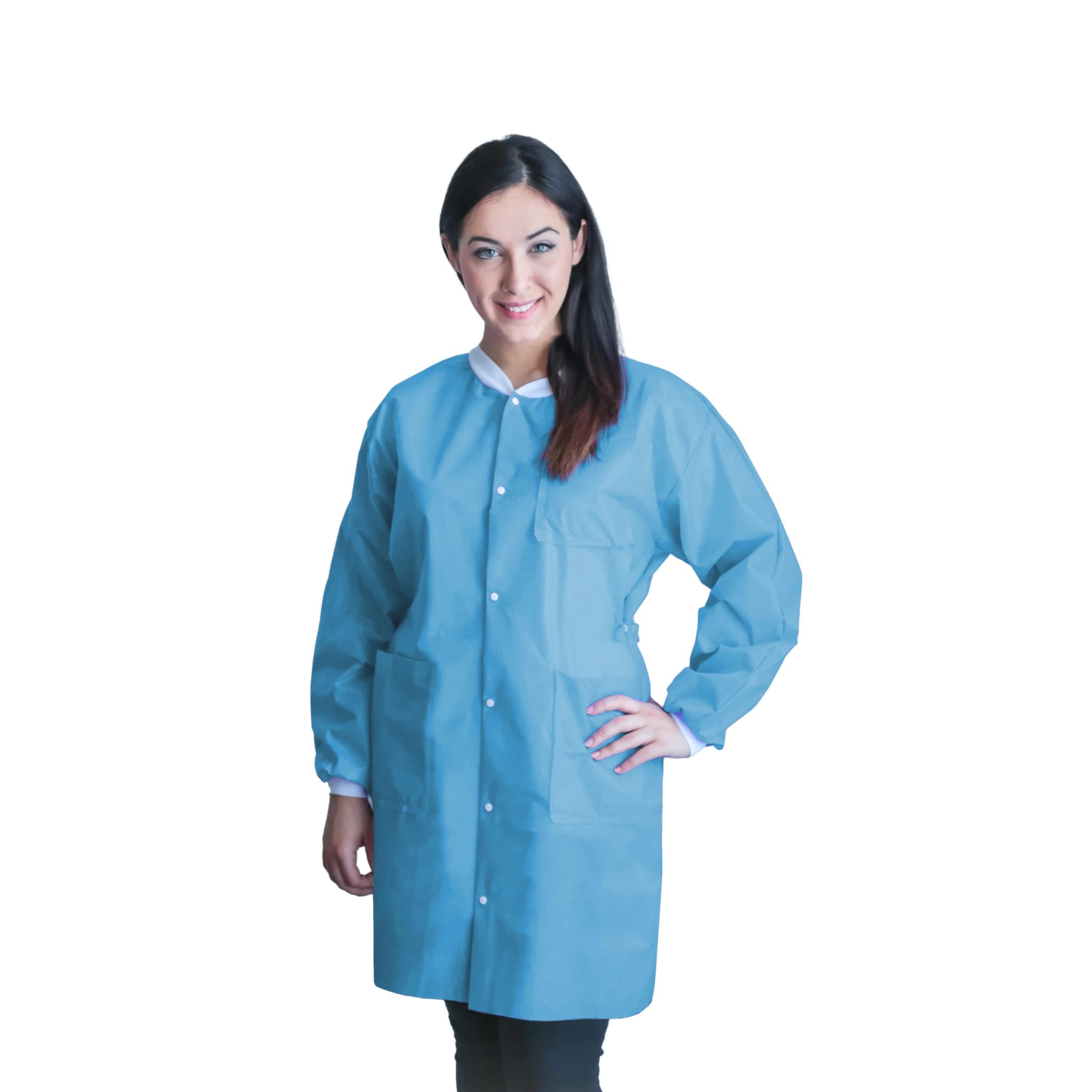 FitMe Lab Coats, Sky Blue, XX-Large, 10/Pack, UGC-6601-XXL - FitMe Lab Coats Sky Blue - Image 1