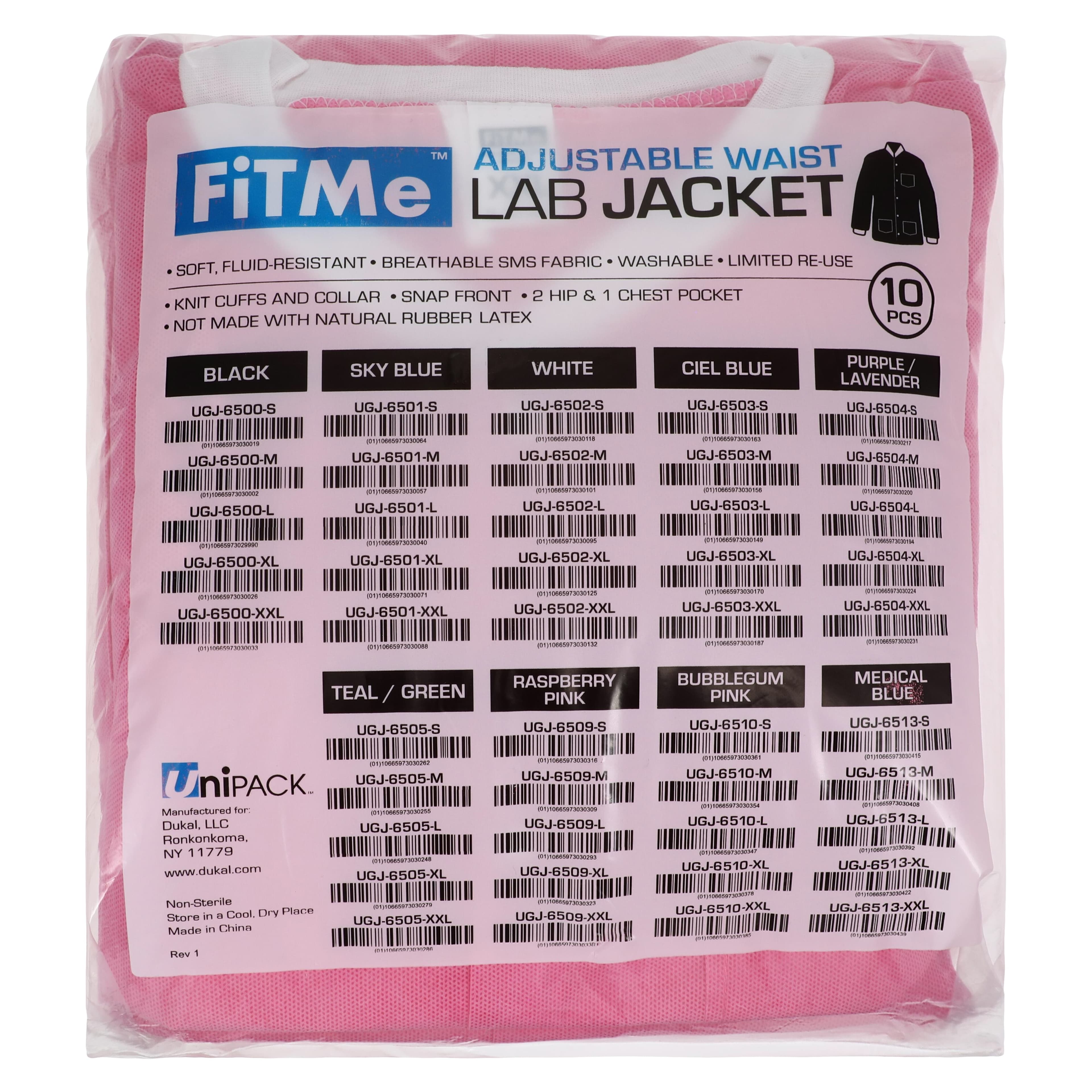 Dukal FitMe Disposable Lab Jacket, Raspberry Pink, XX-Large, 10/Pack, UGJ-6509-XXL thumbnail 10