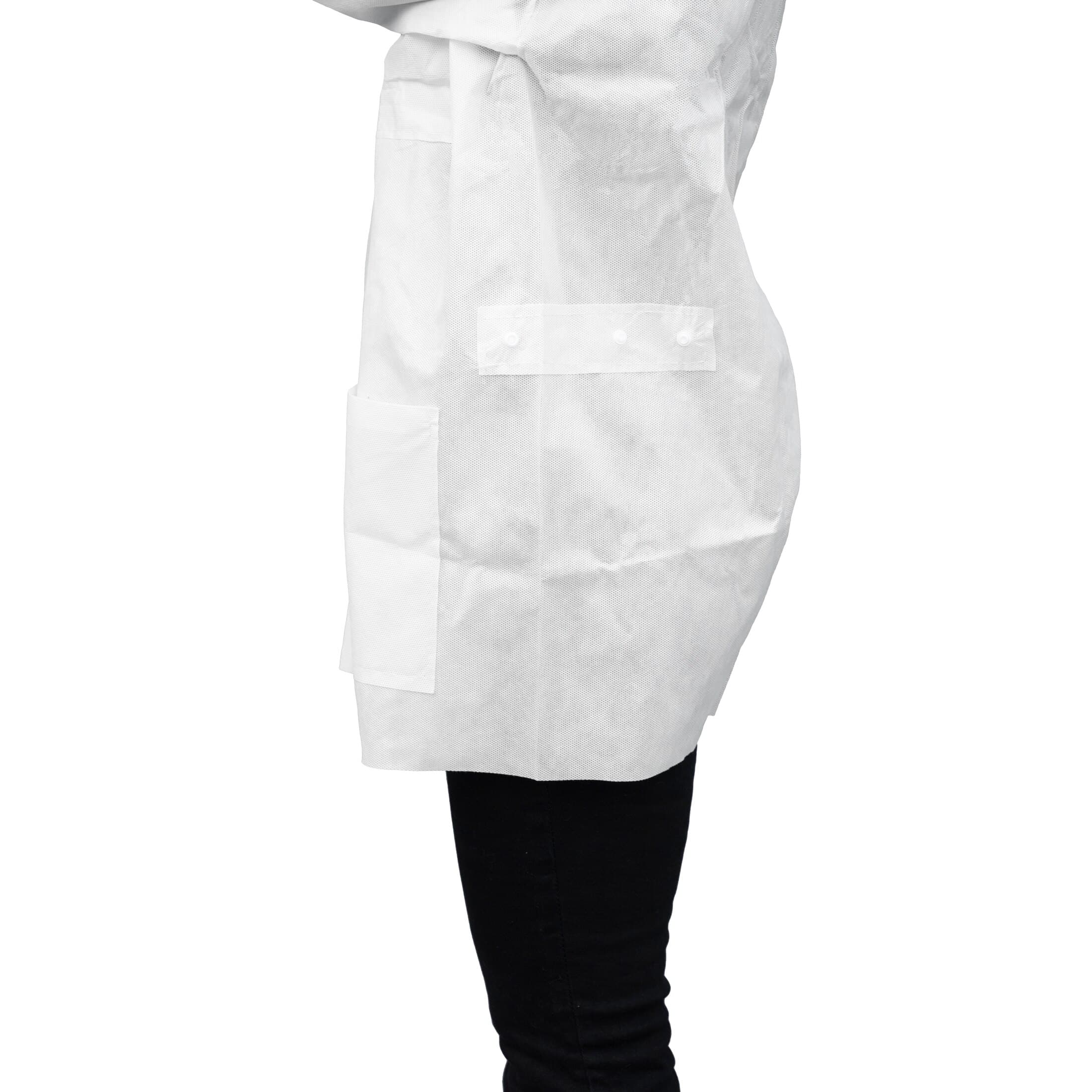 FitMe Lab Jacket, White, XX-Large, Knit Cuffs & Collar, Snap Front, 10/Pack, UGJ-6502-XXL thumbnail 3