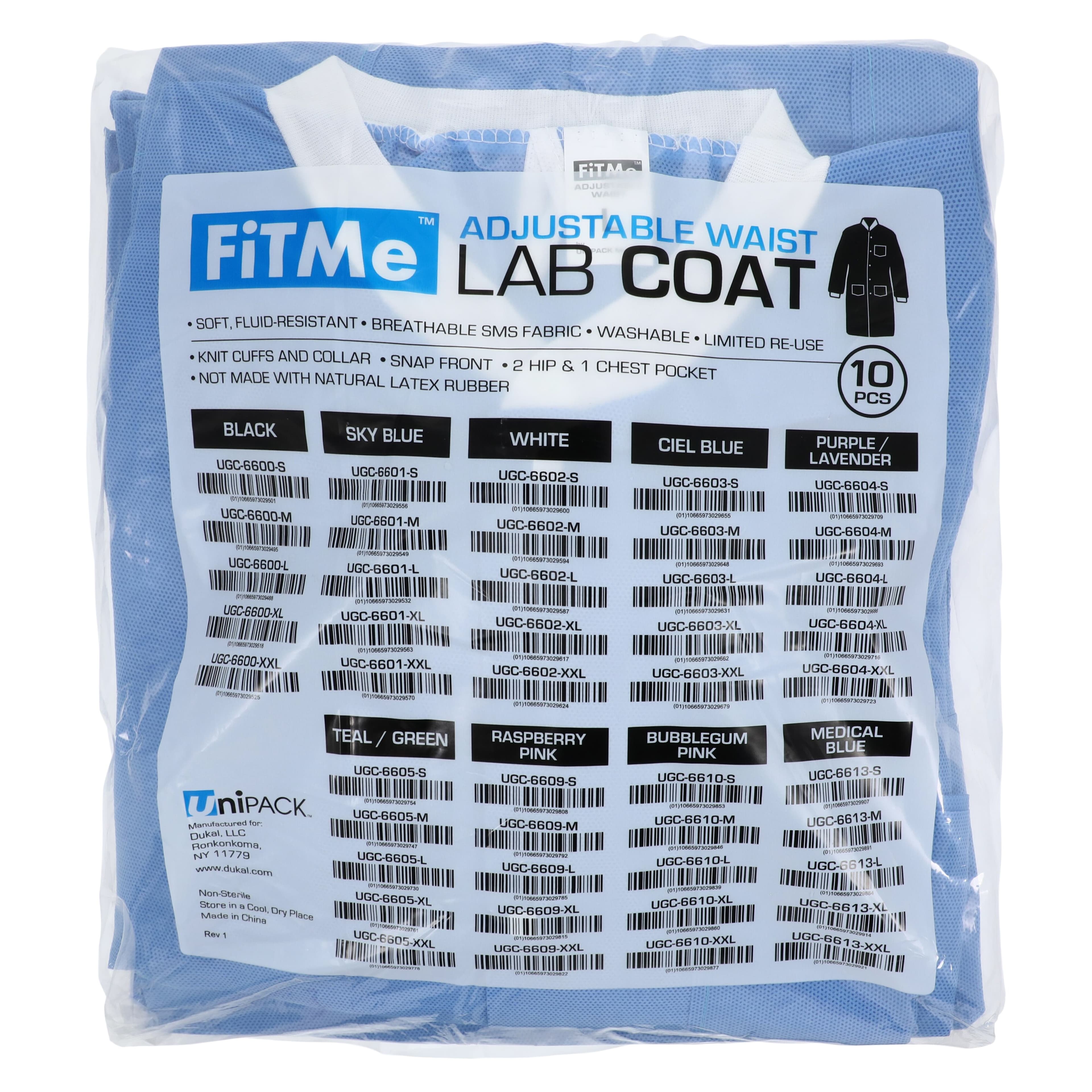 FitMe Lab Coat, Medical Blue, Large, 10/Bag, UGC-6613-L thumbnail 8