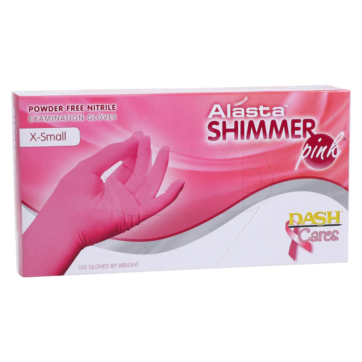Alasta Shimmer Pink Nitrile Exam Gloves, Powder-Free, Non-Sterile, X-Small, Pink, 100/Box, PNK100XS thumbnail 4