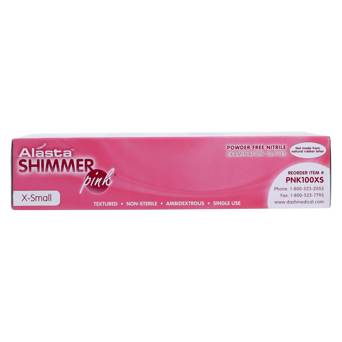 Alasta Shimmer Pink Nitrile Exam Gloves, Powder-Free, Non-Sterile, X-Small, Pink, 100/Box, PNK100XS thumbnail 5
