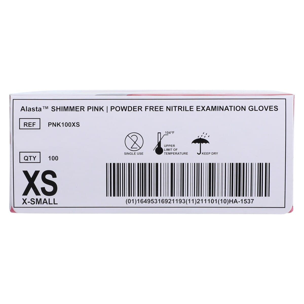 Alasta Shimmer Pink Nitrile Exam Gloves, Powder-Free, Non-Sterile, X-Small, Pink, 100/Box, PNK100XS thumbnail 6