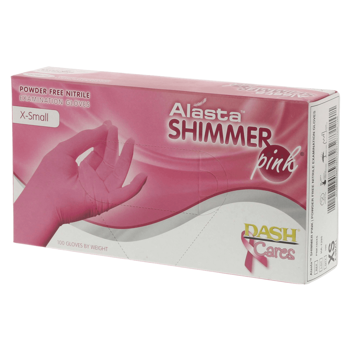 Alasta Shimmer Pink Nitrile Exam Gloves, Powder-Free, Non-Sterile, X-Small, Pink, 100/Box, PNK100XS thumbnail 2