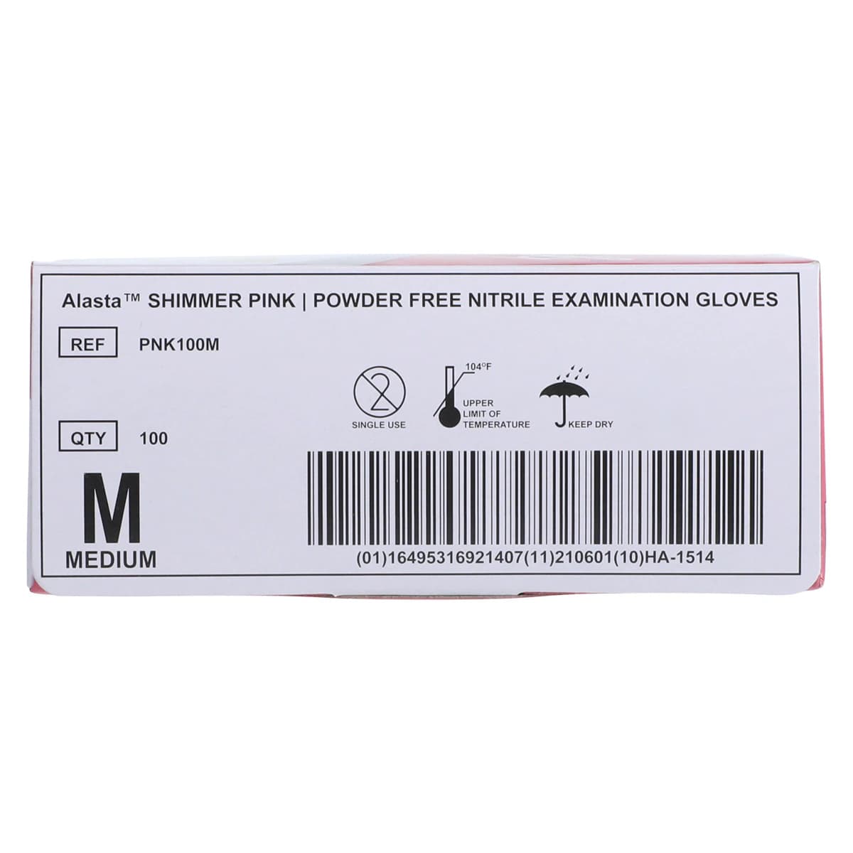 Alasta Shimmer Pink Nitrile Exam Gloves, Powder-Free, Non-Sterile, Medium, Pink, 100/Box, PNK100M thumbnail 6