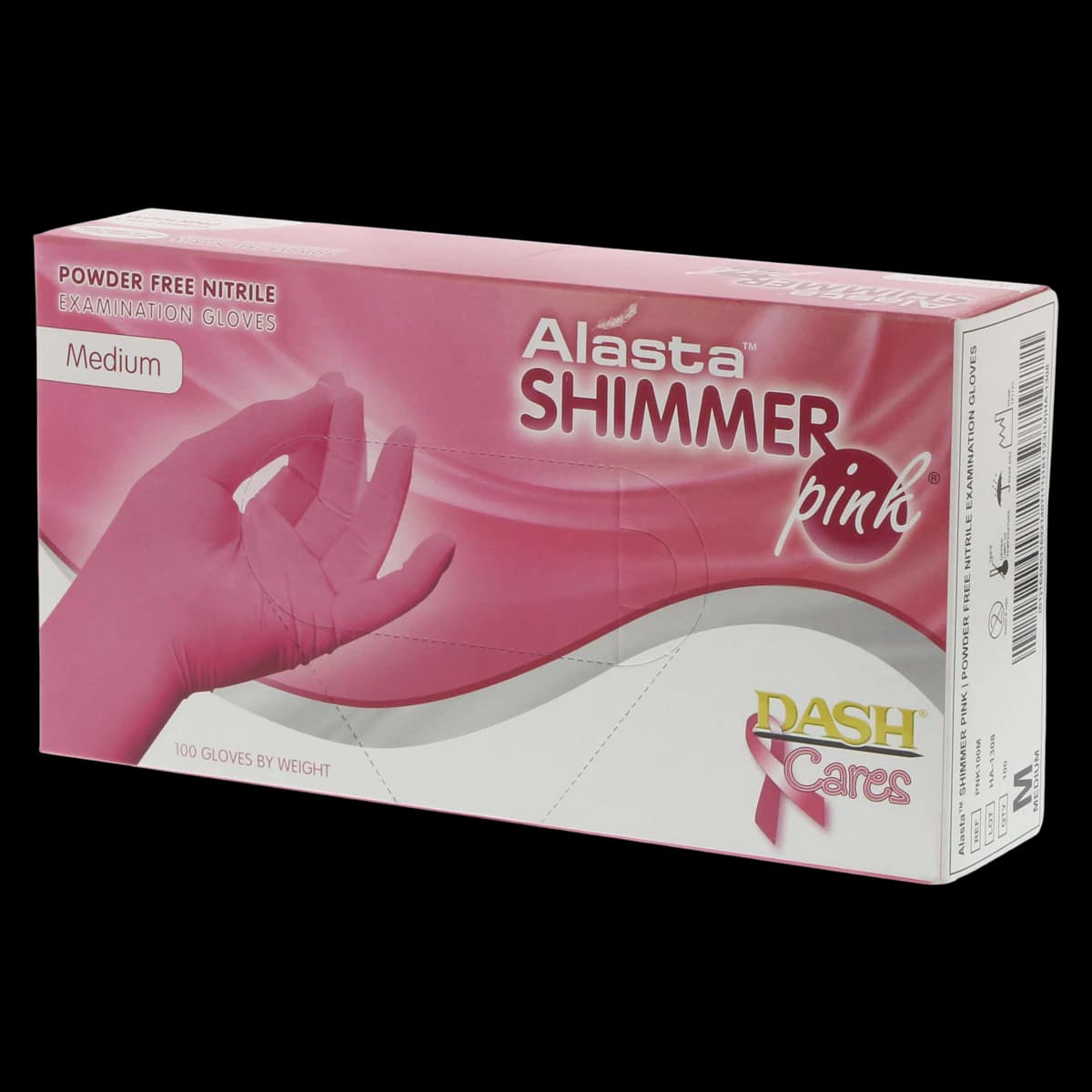 Alasta Shimmer Pink Nitrile Exam Gloves, Powder-Free, Non-Sterile, Medium, Pink, 100/Box, PNK100M - Alasta PF Shimmer Pink Nitrile Glove M 100/Bx - Image 1