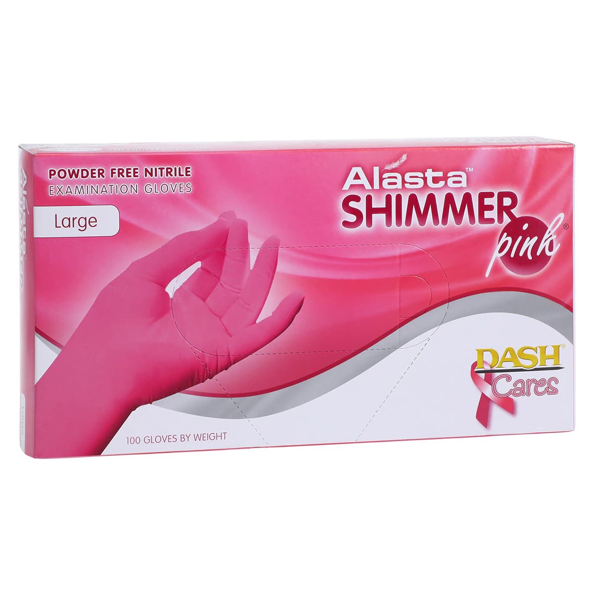 Alasta Shimmer Pink Nitrile Exam Gloves, Powder-Free, Non-Sterile, Large, Pink, 100/Box, PNK100L thumbnail 4