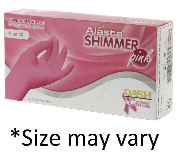 Alasta Shimmer Pink Nitrile Exam Gloves, Powder-Free, Non-Sterile, Large, Pink, 100/Box, PNK100L thumbnail 2