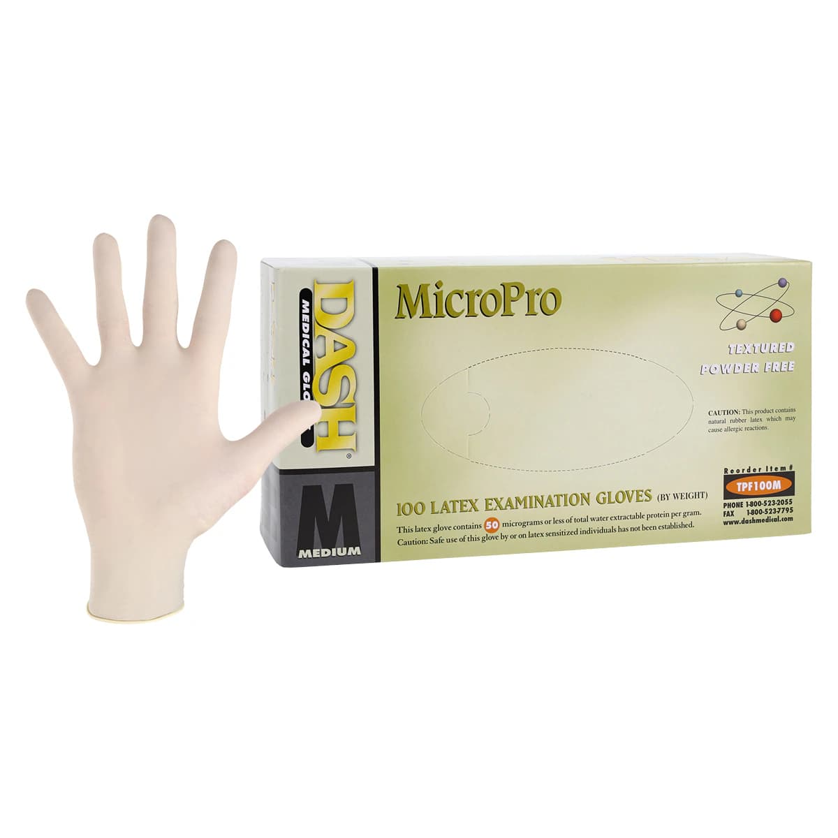 MicroPro™ Powder-Free Latex Exam Gloves, Textured, Non-Sterile, Medium, Natural, 100/Box, TPF100M thumbnail 2