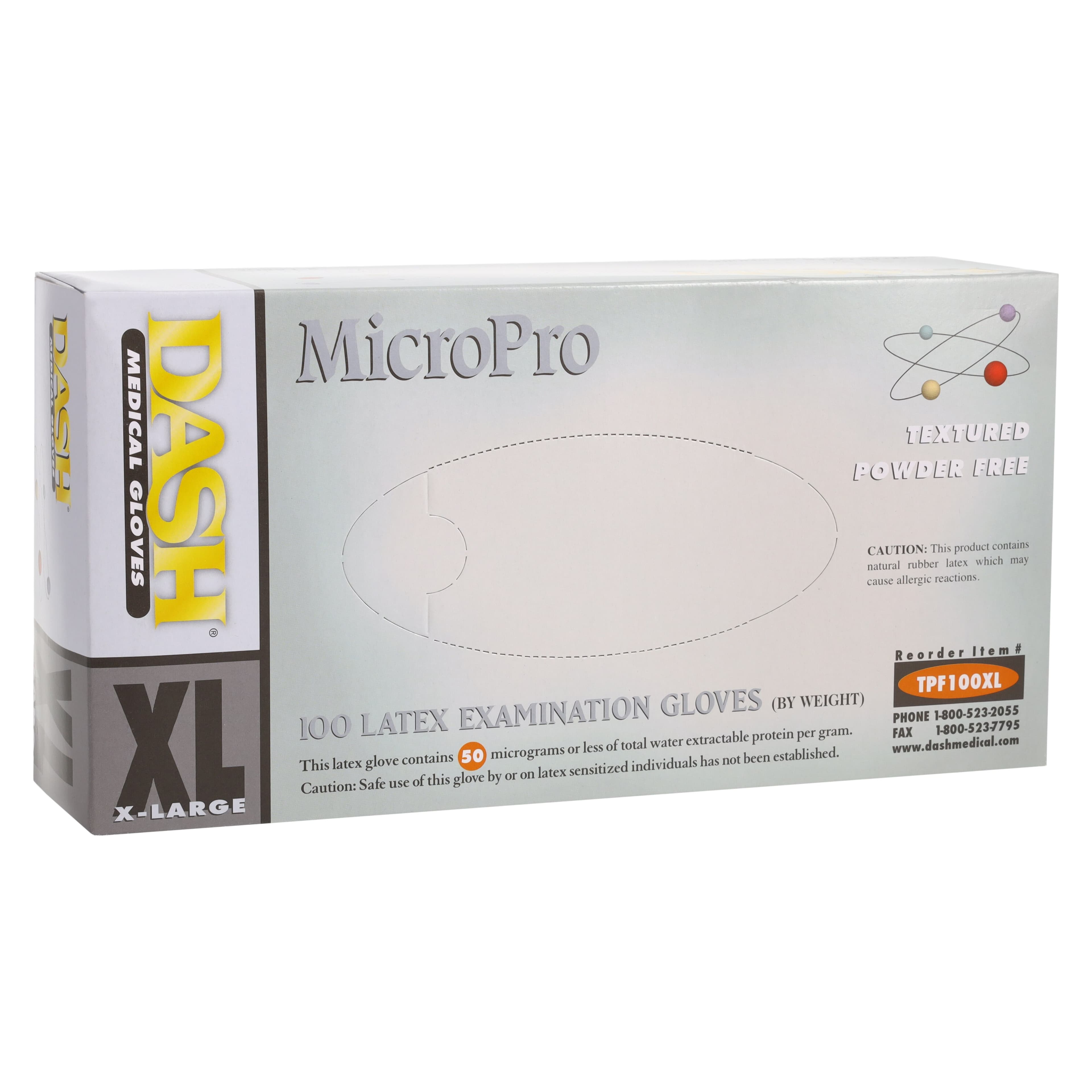 MicroPro™ Powder-Free Textured Latex Exam Gloves, Extra Large, Natural, Non-Sterile, 100/Box, TPF100XL thumbnail 4
