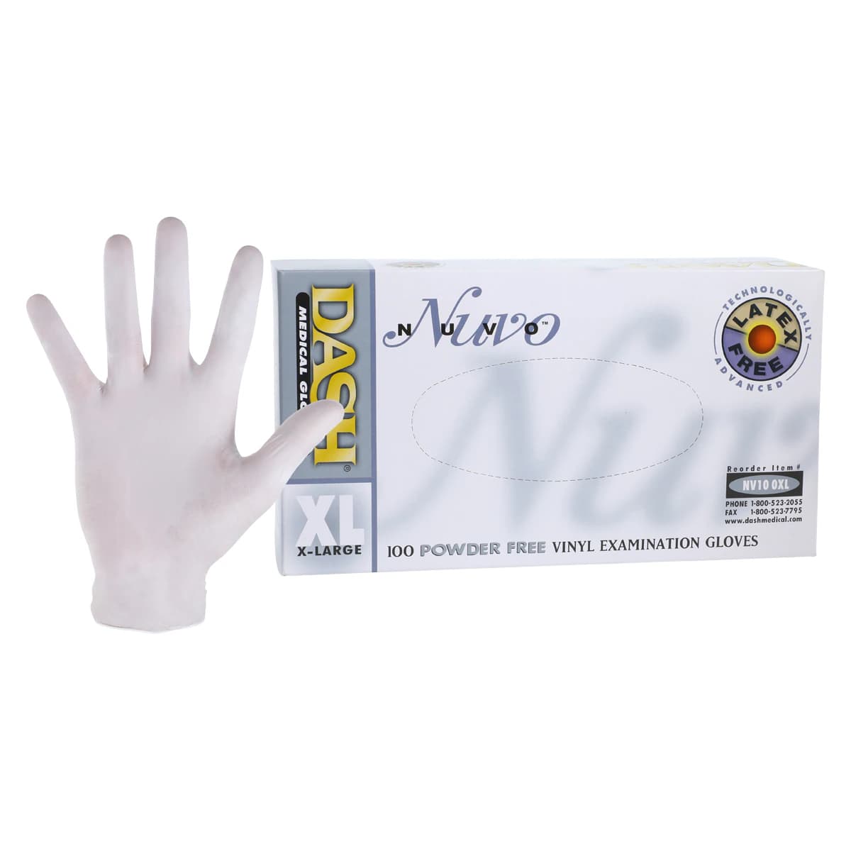 Nuvo Powder-Free Vinyl Exam Gloves, Extra Large, White, 100/Box, NV100XL thumbnail 2