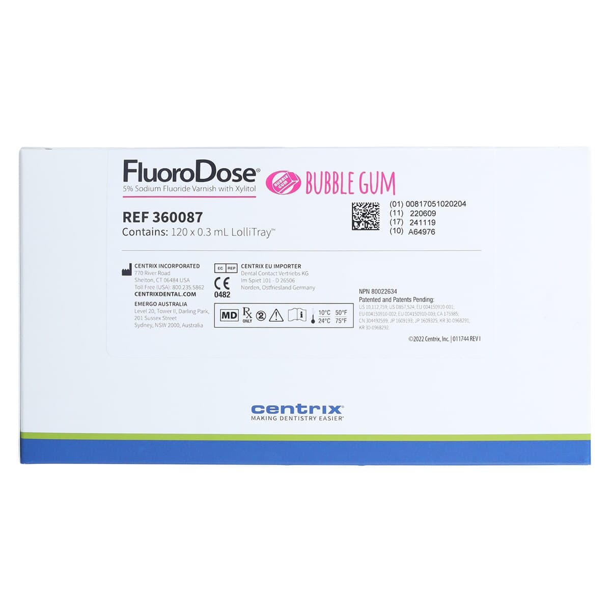 FluoroDose Fluoride Varnish, 5% Sodium Fluoride, Bubble Gum, 0.3 mL Single Dose, 600/Pkg, 360077 thumbnail 3
