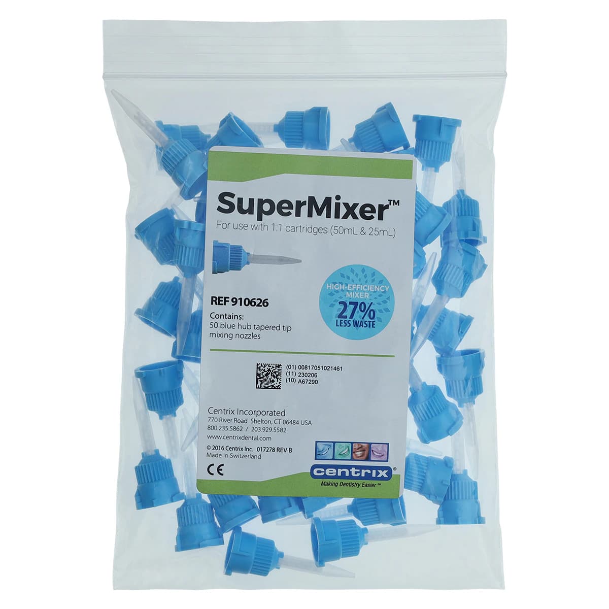 Centrix SuperMixer Access Crown Automix Mixing Nozzles, 1:1, Blue Hub, 50/Pk, 910626 - Supermixer AutoMix Mixing Nozzles - Image 1