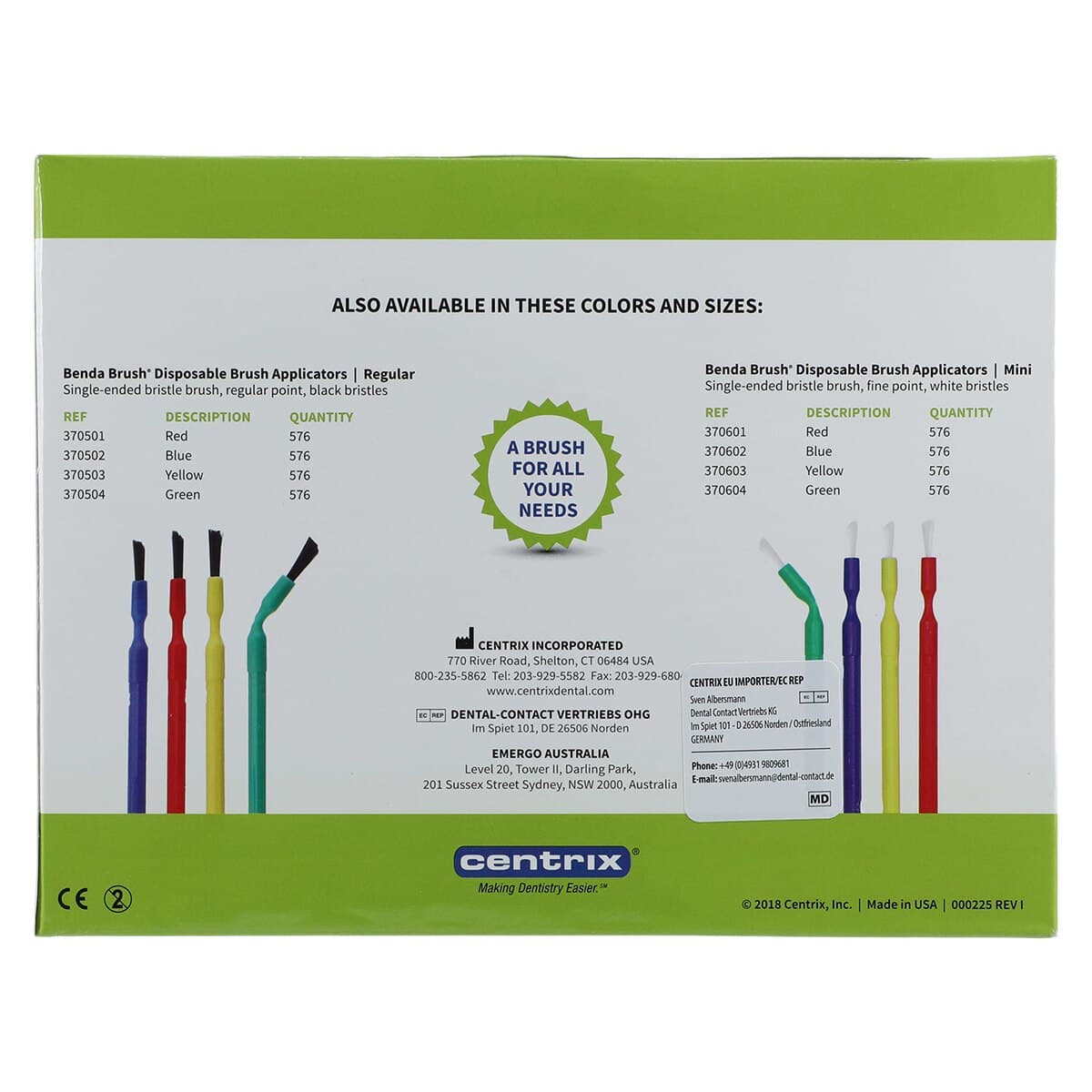 Benda Brush Big Box Disposable Applicator Brushes, Regular Point, Yellow Handle, Black Bristles, 576/Box, 370503 thumbnail 4