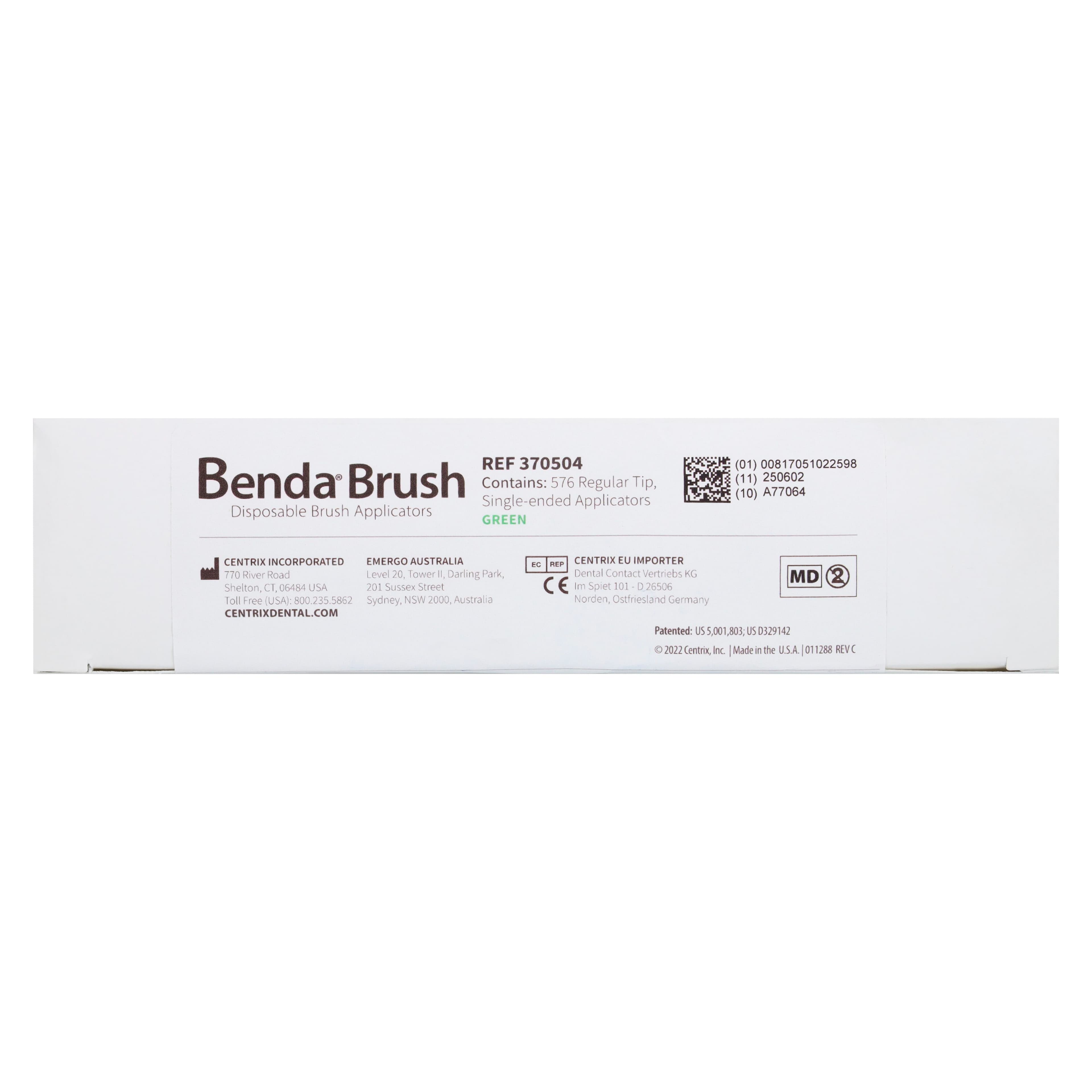 Benda Brush Big Box Disposable Applicator Brushes, Regular Point, Green Handle, Black Bristles, 576/Box, 370504 thumbnail 4
