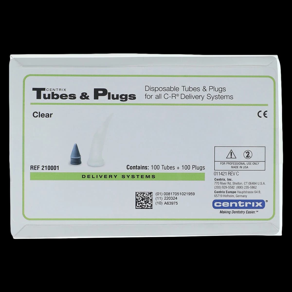 AccuDose C-R Tubes and Plugs, Medium Viscosity, Separate Clear Tube with Grey Plug, 100/Pk, 210001 - AccuDose® Medium Viscosity Clear Tubes and Grey Plugs Pack 100 - Image 1