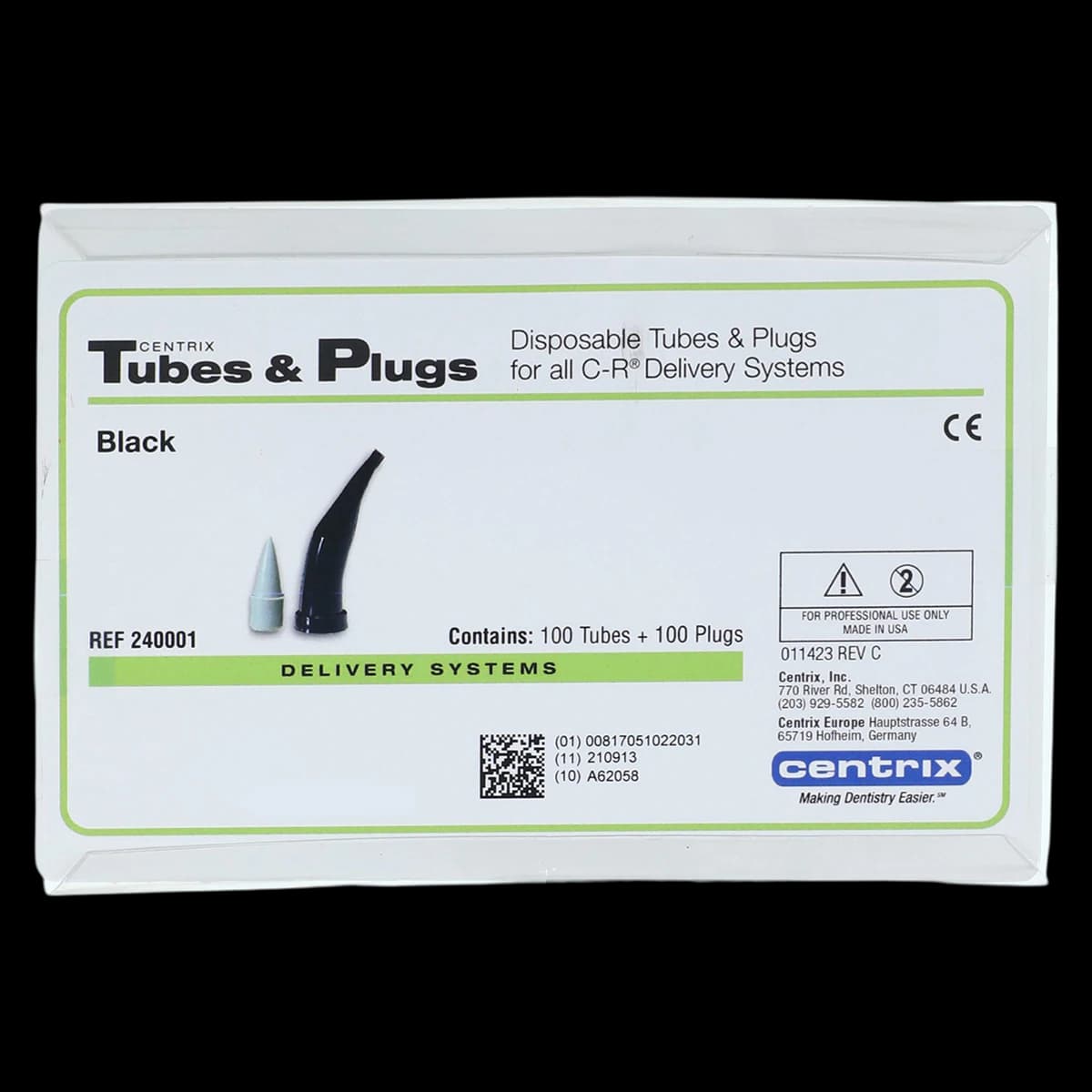 Centrix PCR Lightproof Tubes and Plugs, Medium Viscosity, Black, 100/Pk, 240001 - C-R Tubes and Plugs, Medium Viscosity, Black, 100/Pk, 240001 - Image 1