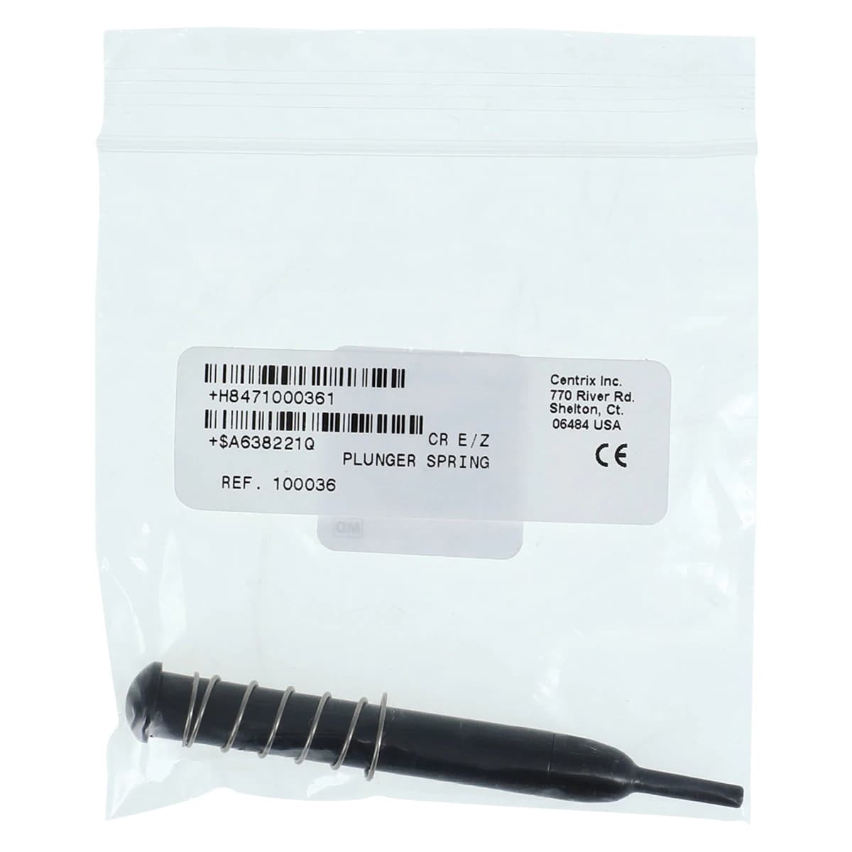Centrix Snap-Fit and E/Z Plunger with Spring, Black, Each, 100036 - SNAP-FIT AND E/Z PLUNGER W/ SPRING EA. - Image 1