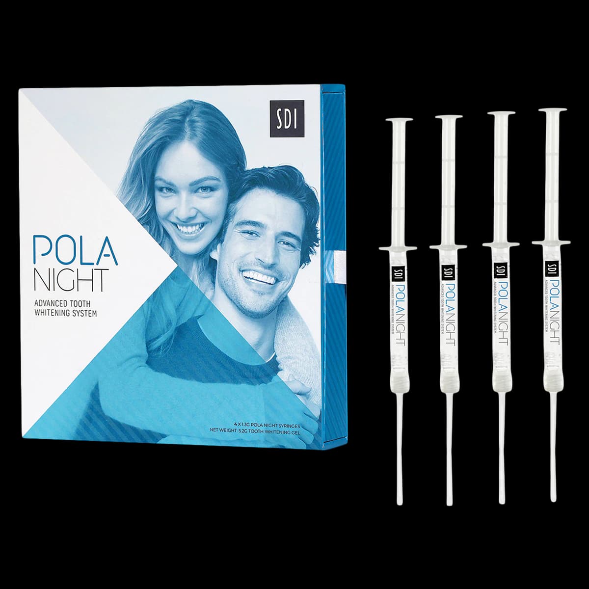 Pola Night Tooth Whitening System, 16% Carbamide Peroxide, Mini Kit, 1.3 g Syringes, Spearmint, 4/Pk, 7700108 - Pola Night Tooth Whitening System, 16% Carbamide Peroxide, Mini Kit, 1.3 g, 4/Pk, 7700108 - Image 1